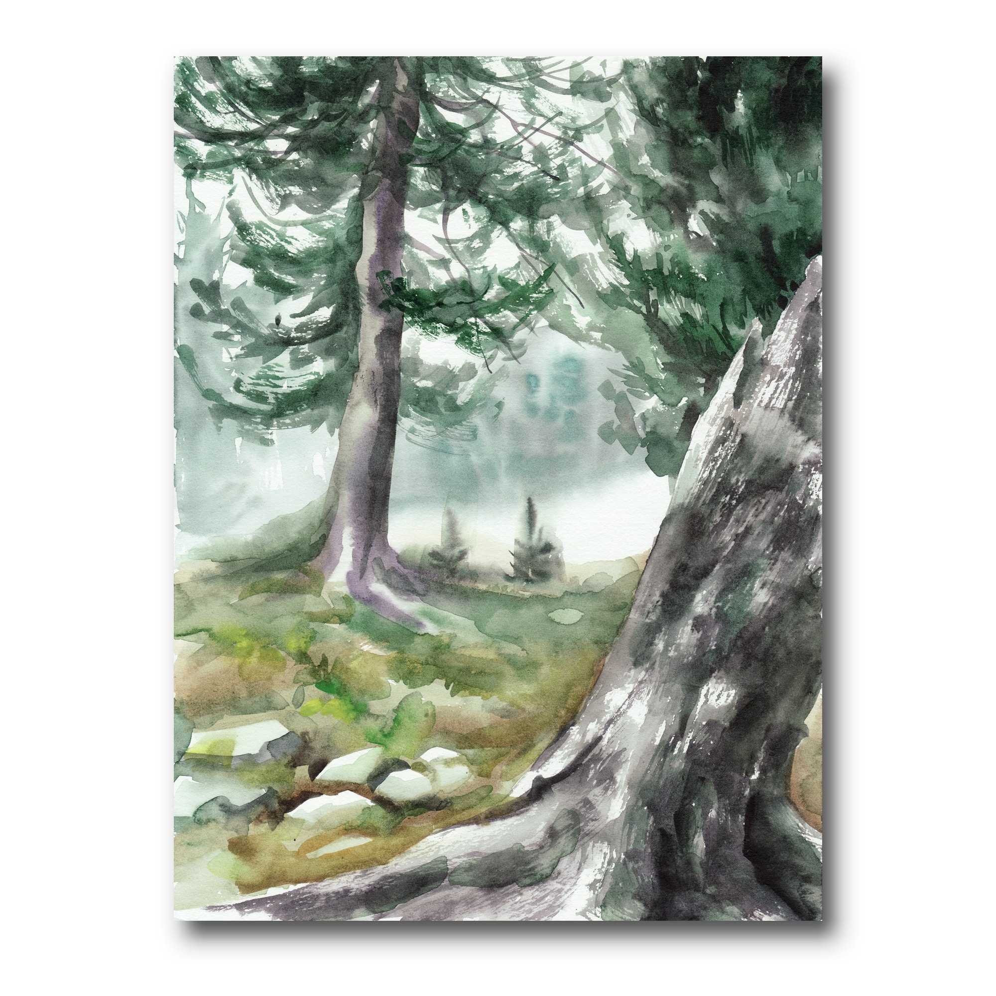 Designart - Pine Forest In The Early Morning - Lake House Canvas Wall Art Print