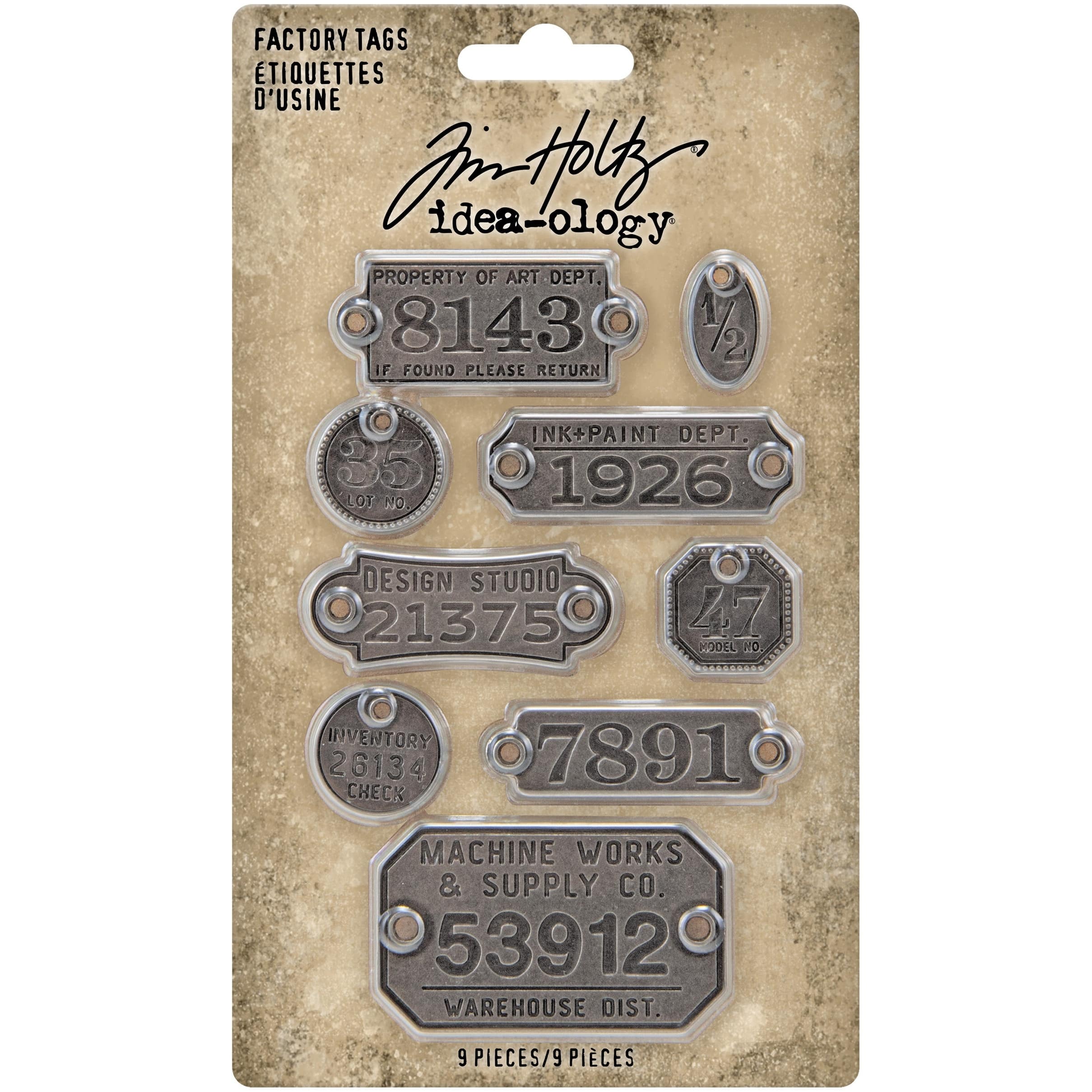 Idea-Ology Metal Factory Tags 9/Pkg- 