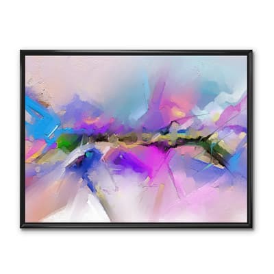 Designart - Black River On Purple And Blue Landscape - Modern Canvas Wall Art Print in Black Frame | 20" x 12" | Michaels&reg;