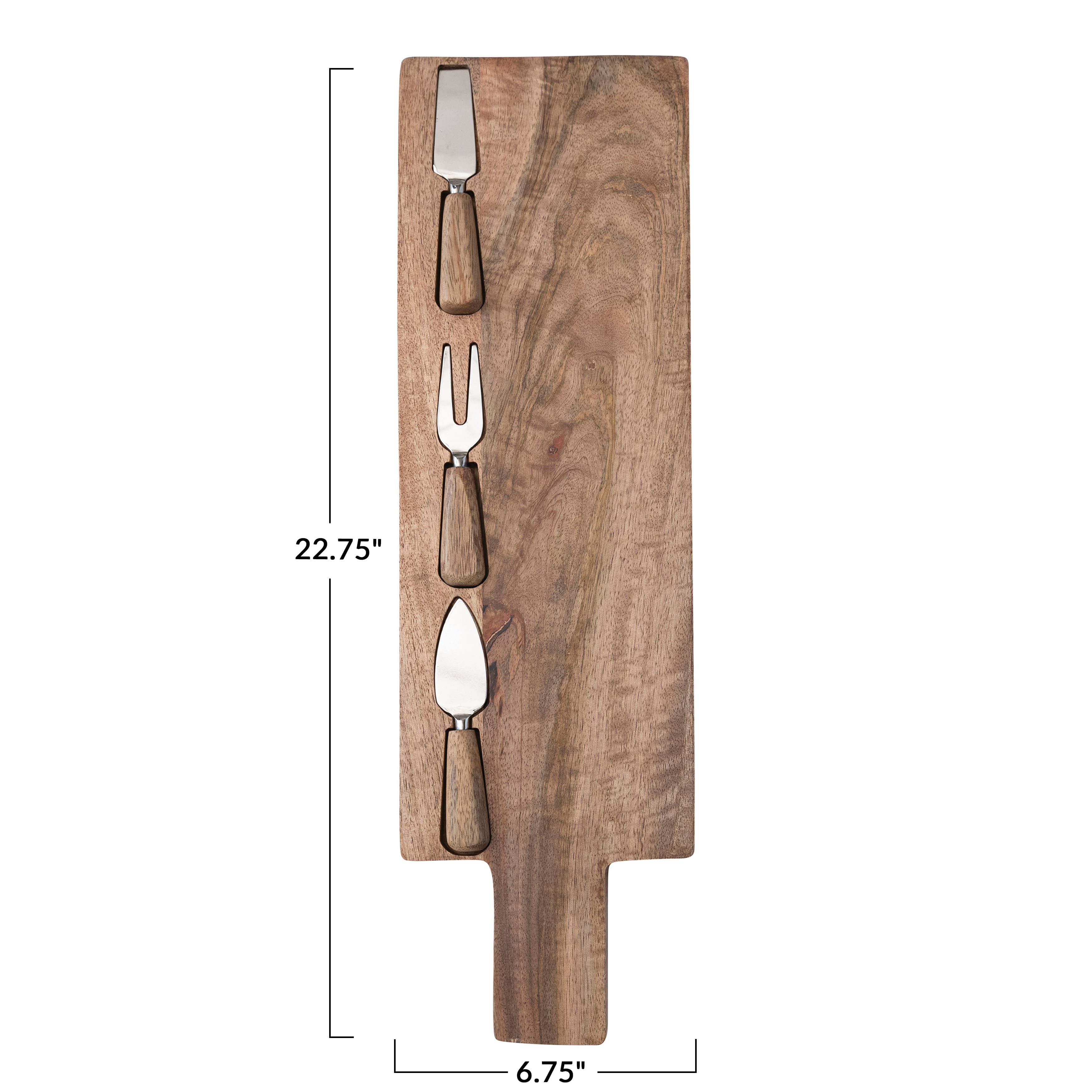 Hello Honey® Natural Wood Charcuterie Board with Inlay Stainless Steel Cheese Serving Utensils