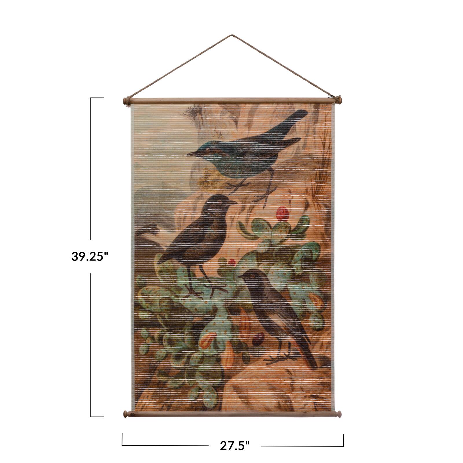 Hello Honey&#xAE; Vintage Reproduction Birds Bamboo Wall Scroll