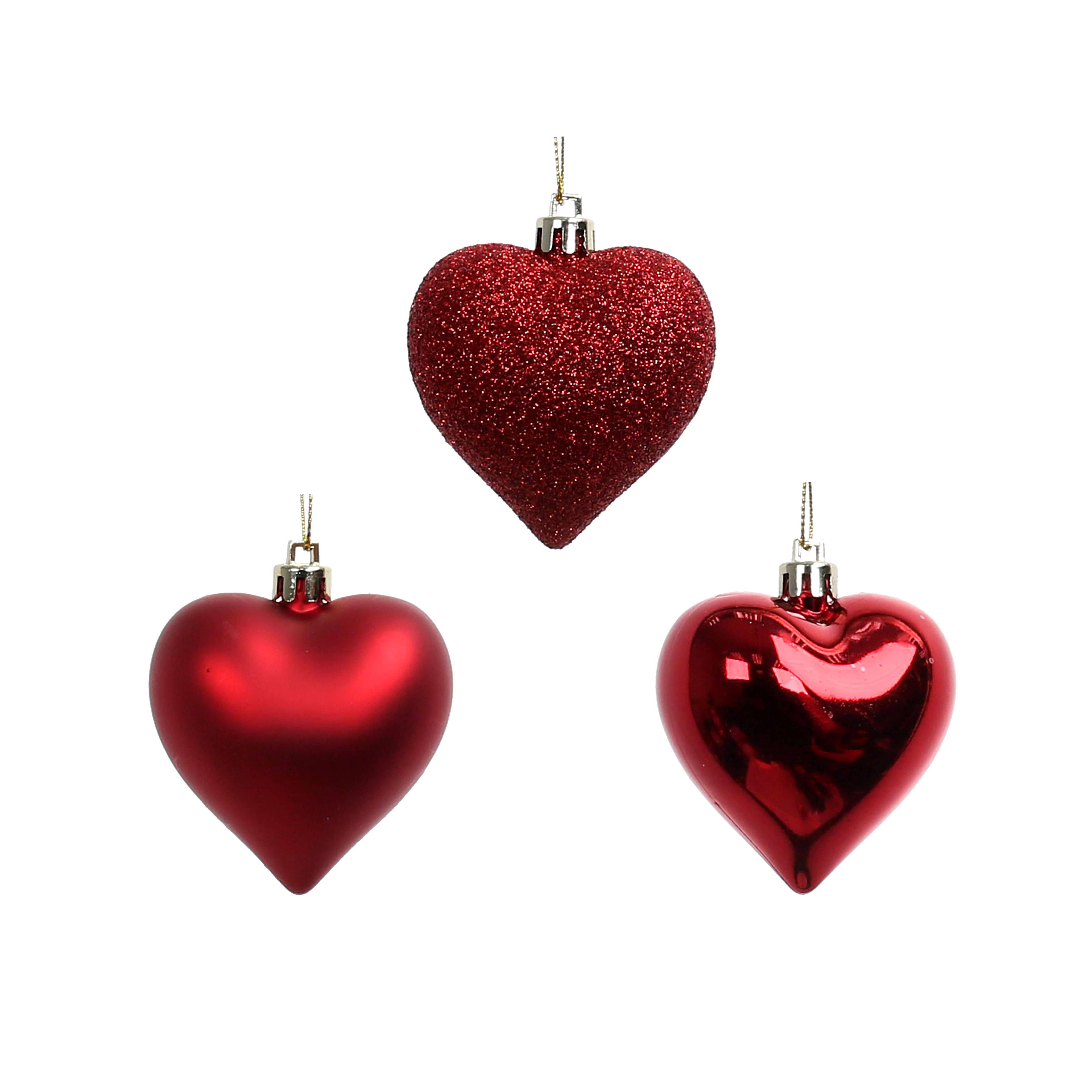 8 Pack 2.5&#x22; Glittery Heart Ornaments by Celebrate It&#x2122;