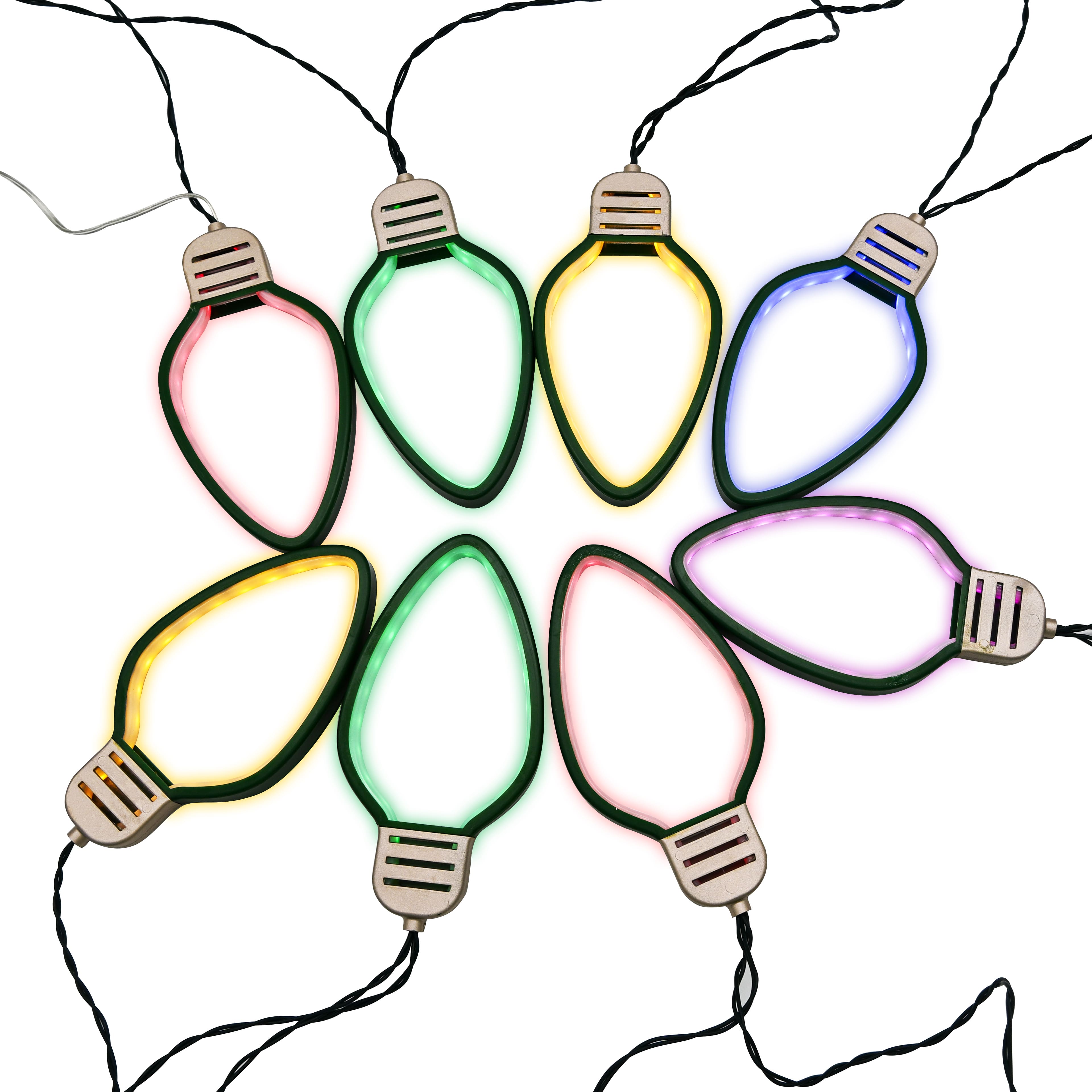 8ct. Multicolor LED Neon Bulb String Lights on Green Wire by Ashland®