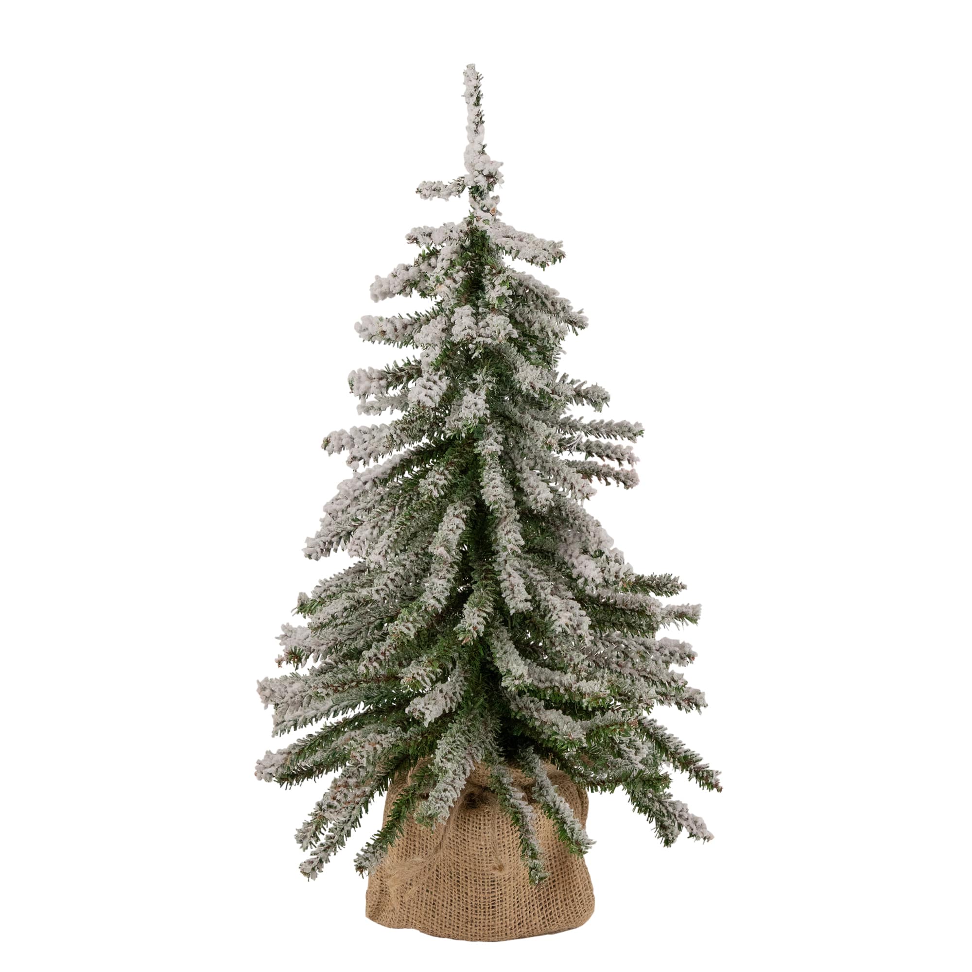 18" Unlit Flocked Downswept Mini Village Pine Artificial Christmas Tree in Burlap Base