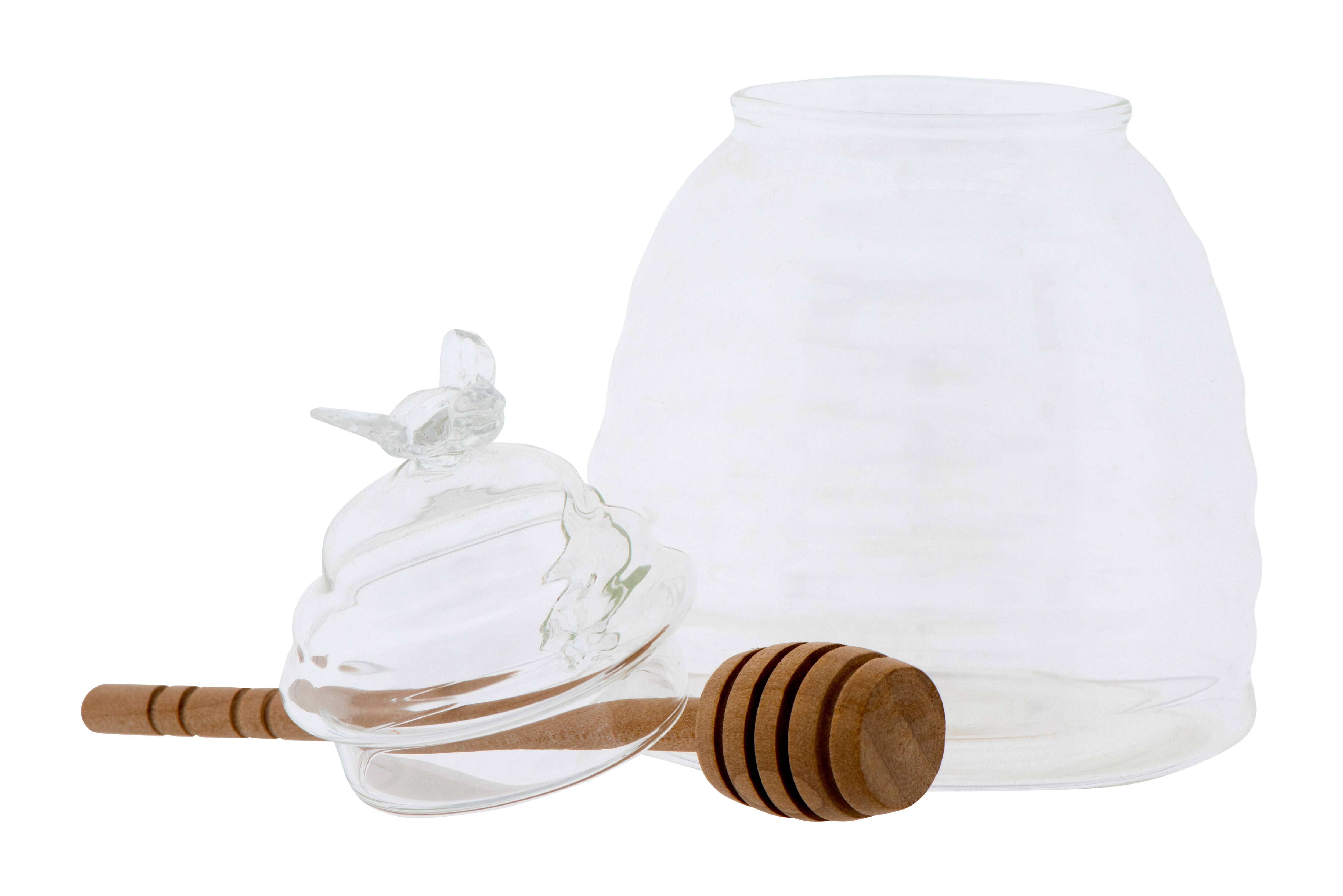 Hello Honey&#xAE; Clear Honey Pot with Lid &#x26; Bamboo Dipper Set