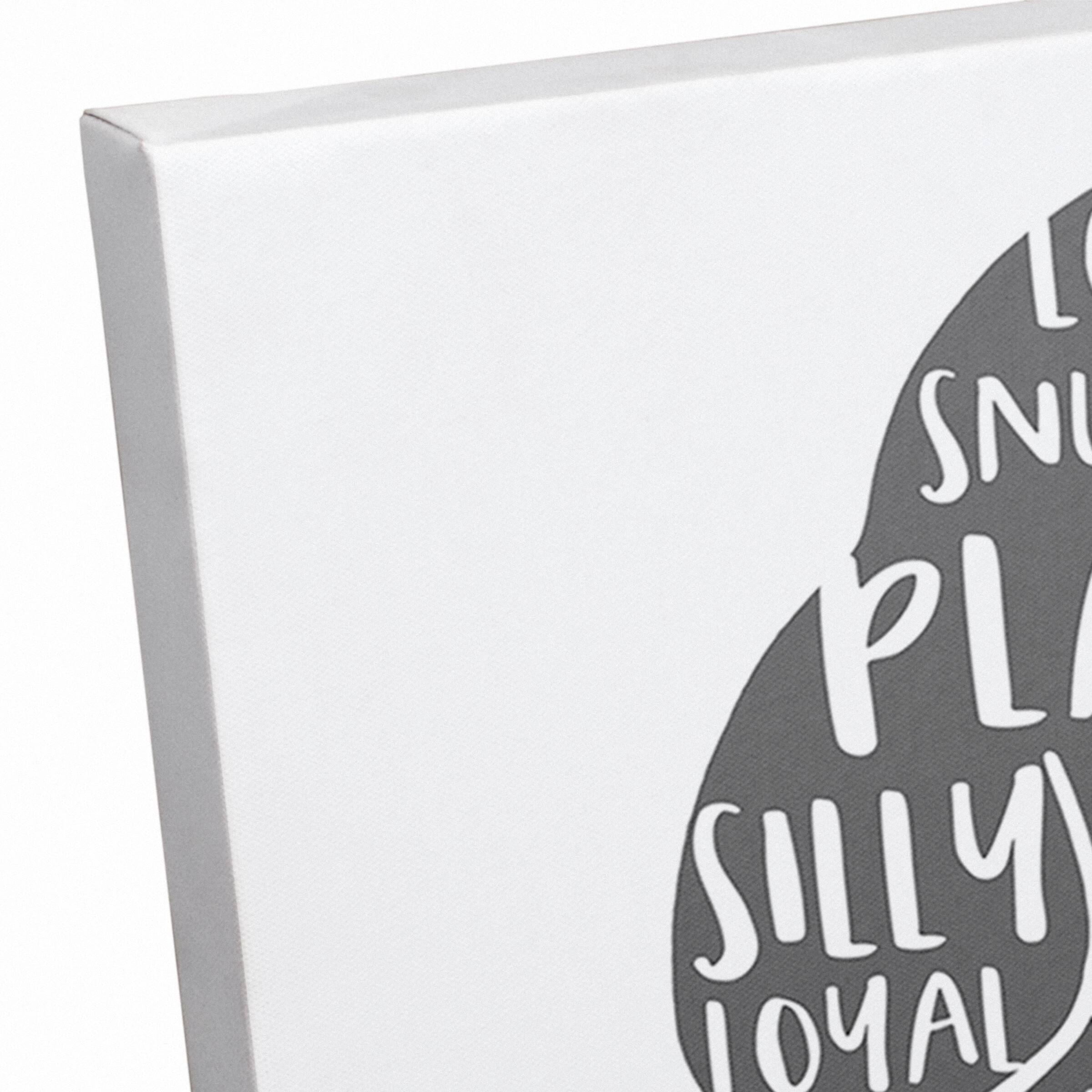 Playful Dog Silhouette Canvas Wall Art