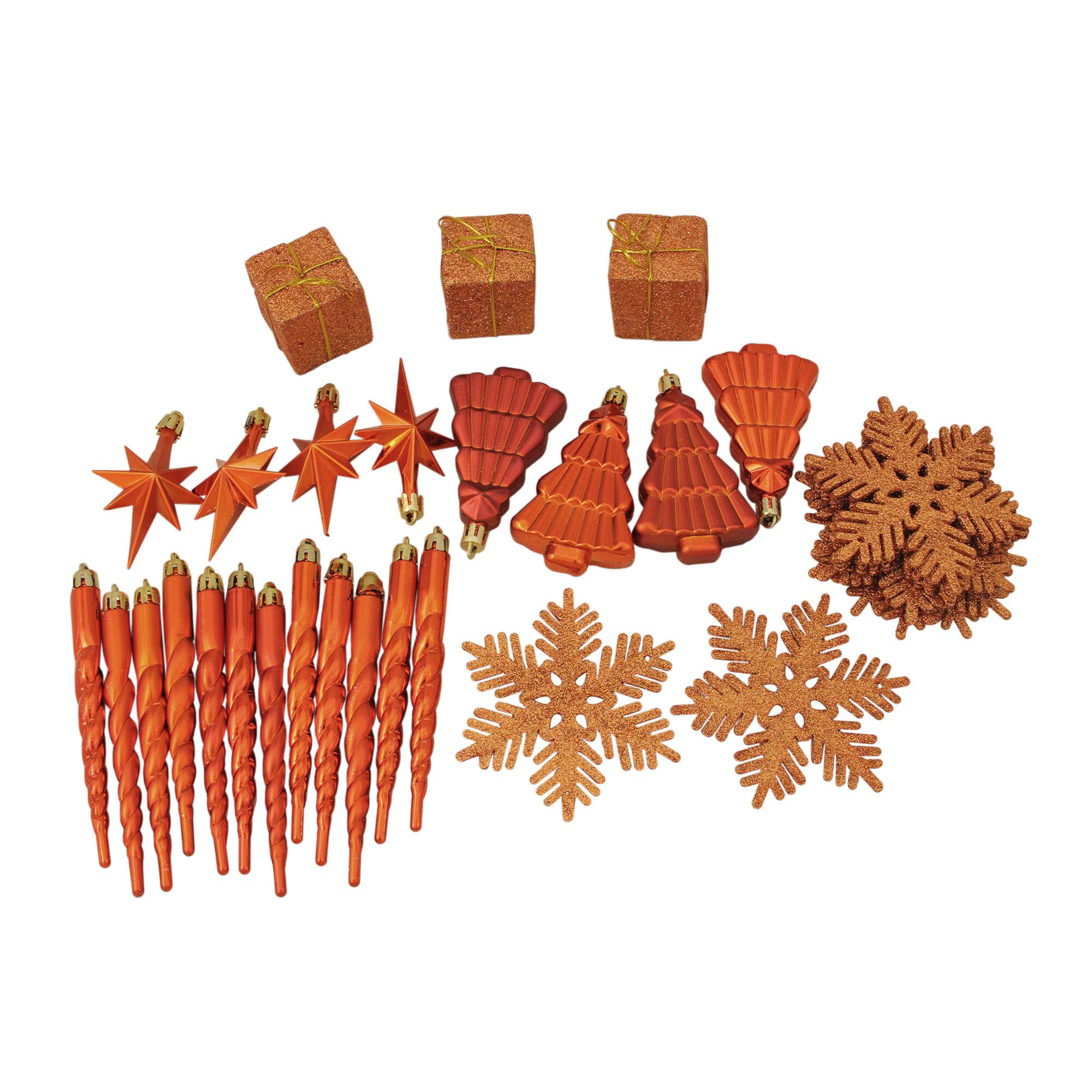 125ct. 4-Finish Burnt Orange Shatterproof Ornaments