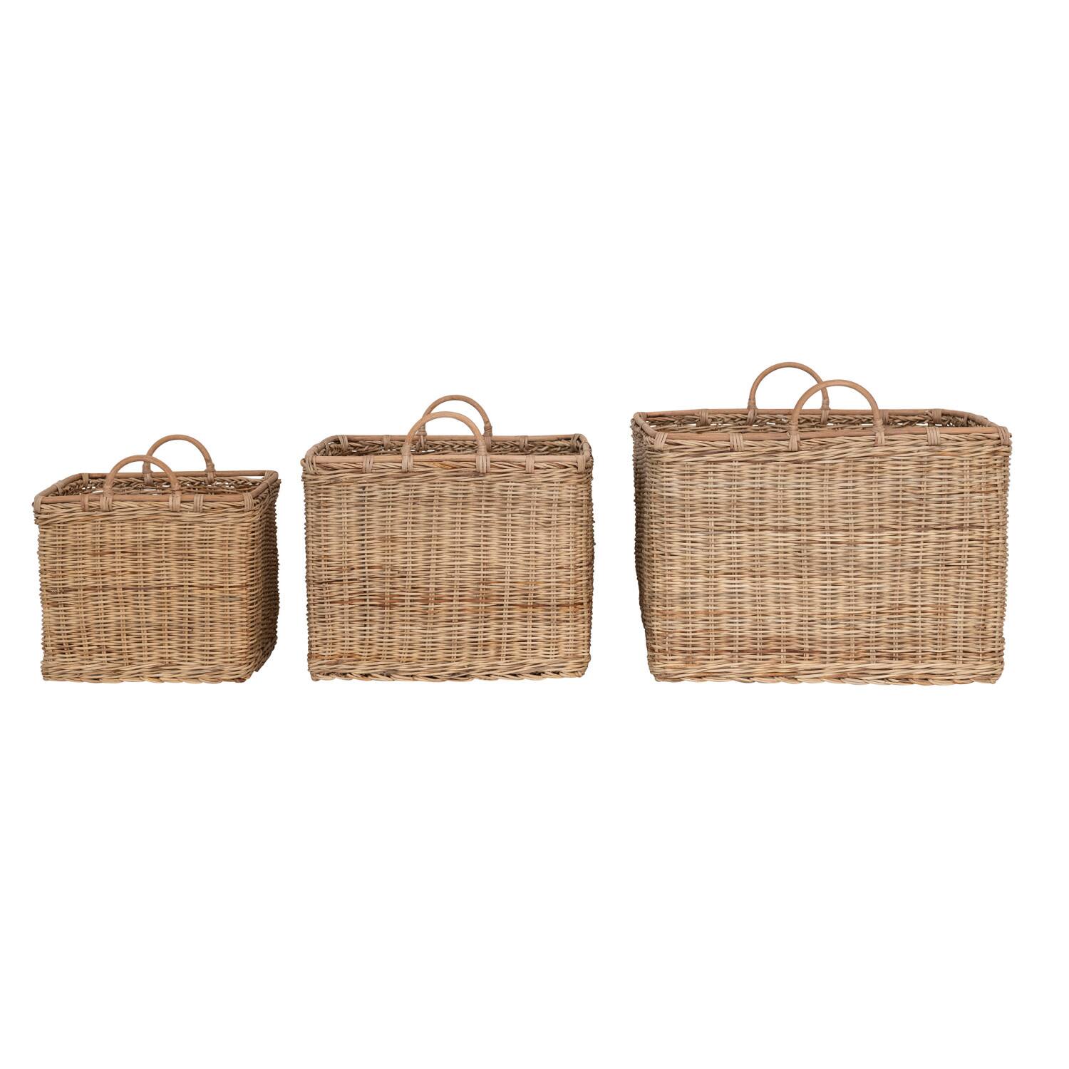 Hello Honey® Natural Square Rattan Basket Set with Handles