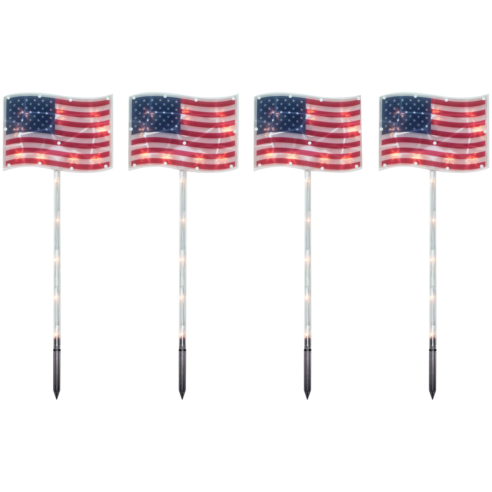 4ct. Patriotic American Flag 4th of July Pathway Marker Lawn Stakes