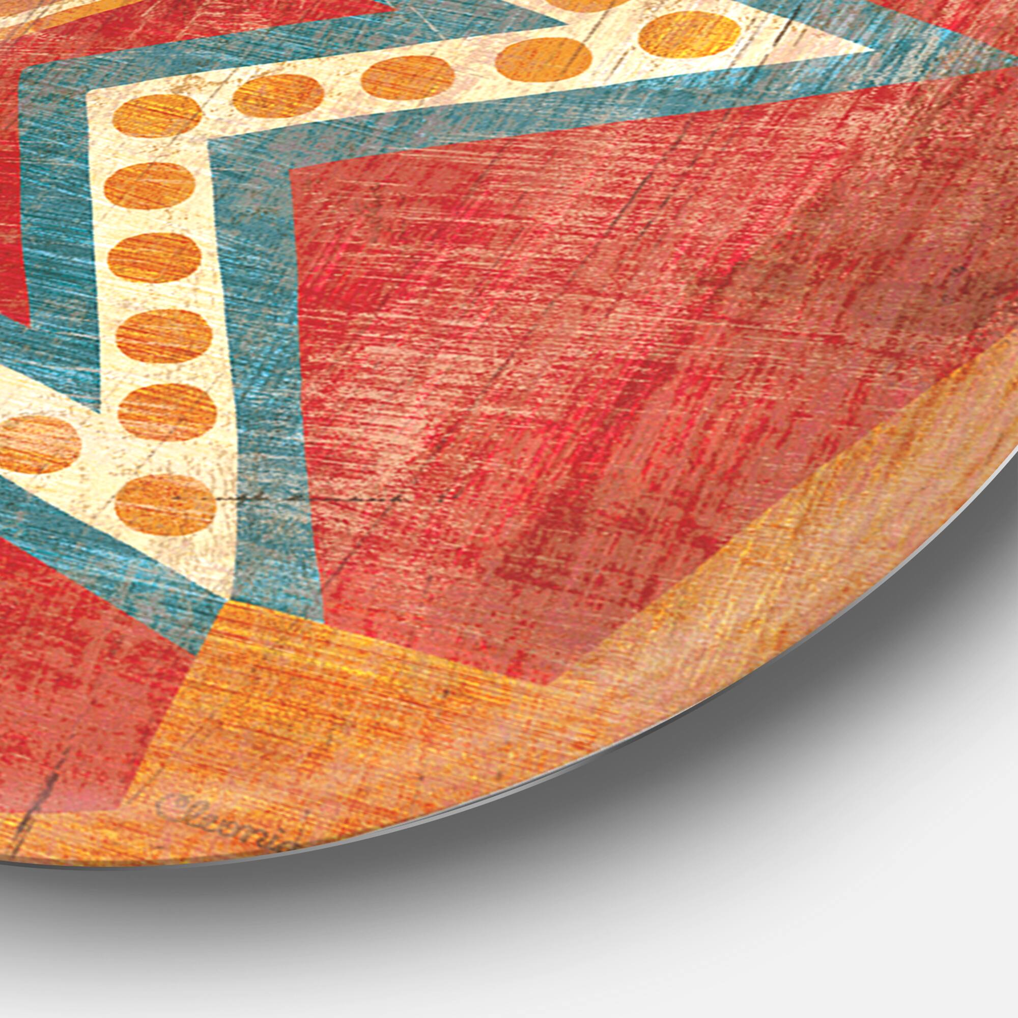 Designart - Moroccan Orange Tiles Collage I - Farmhouse Metal Circle Wall Art