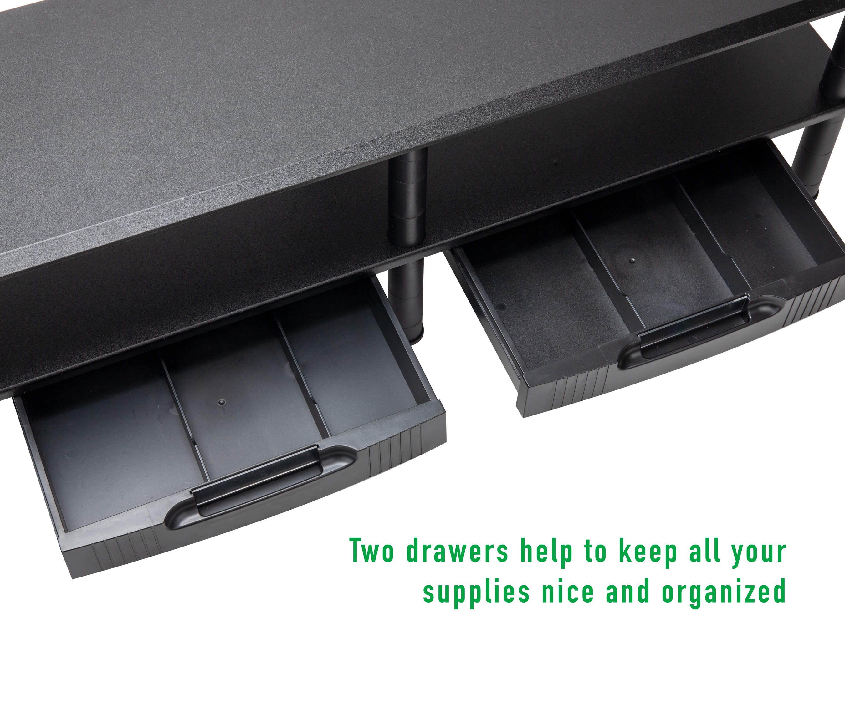 Mind Reader Anchor Collection Black Extended 2-Tier Dual Monitor Stand