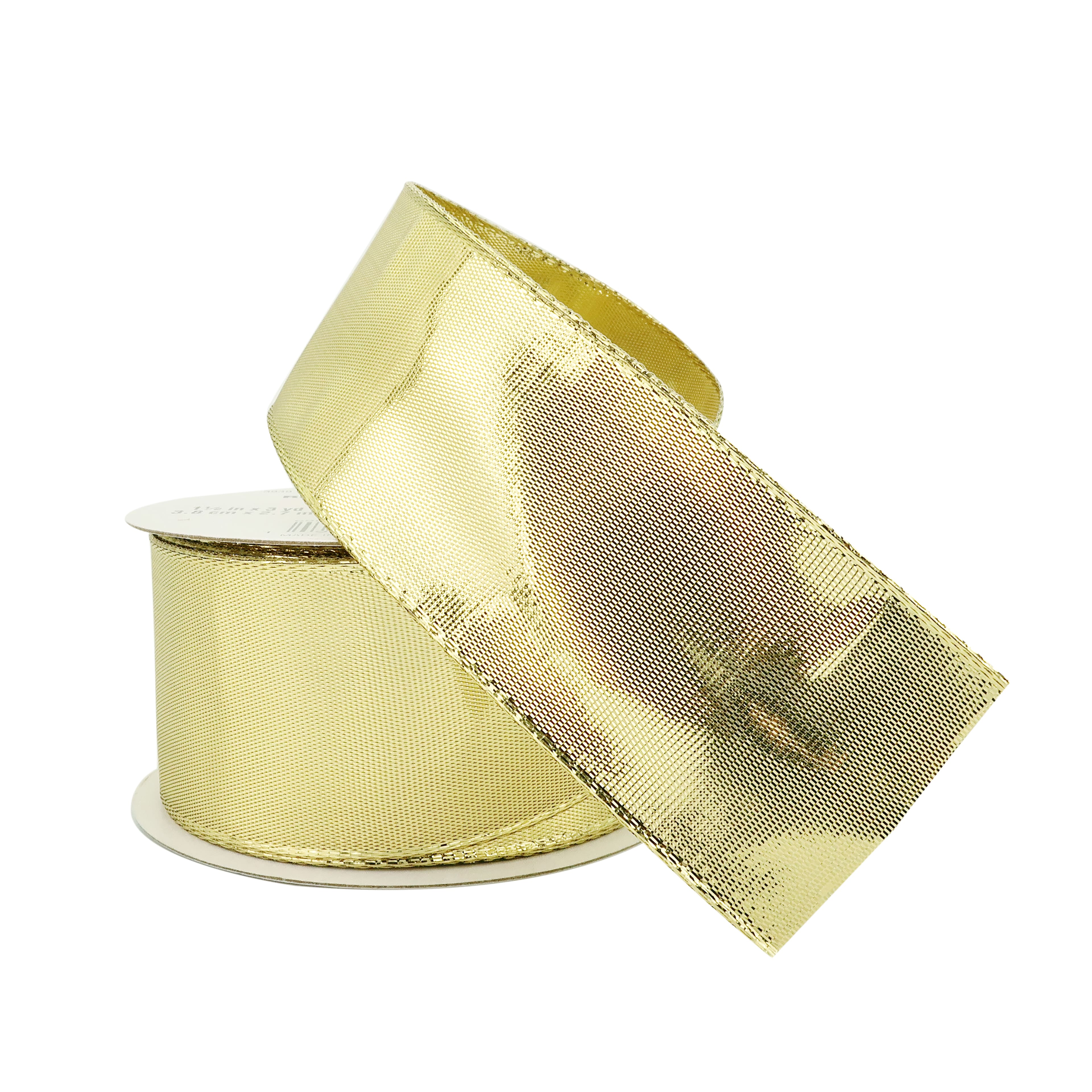 Gold Wired Metallic Sheer Ribbon, 25 yards-WMS-GD