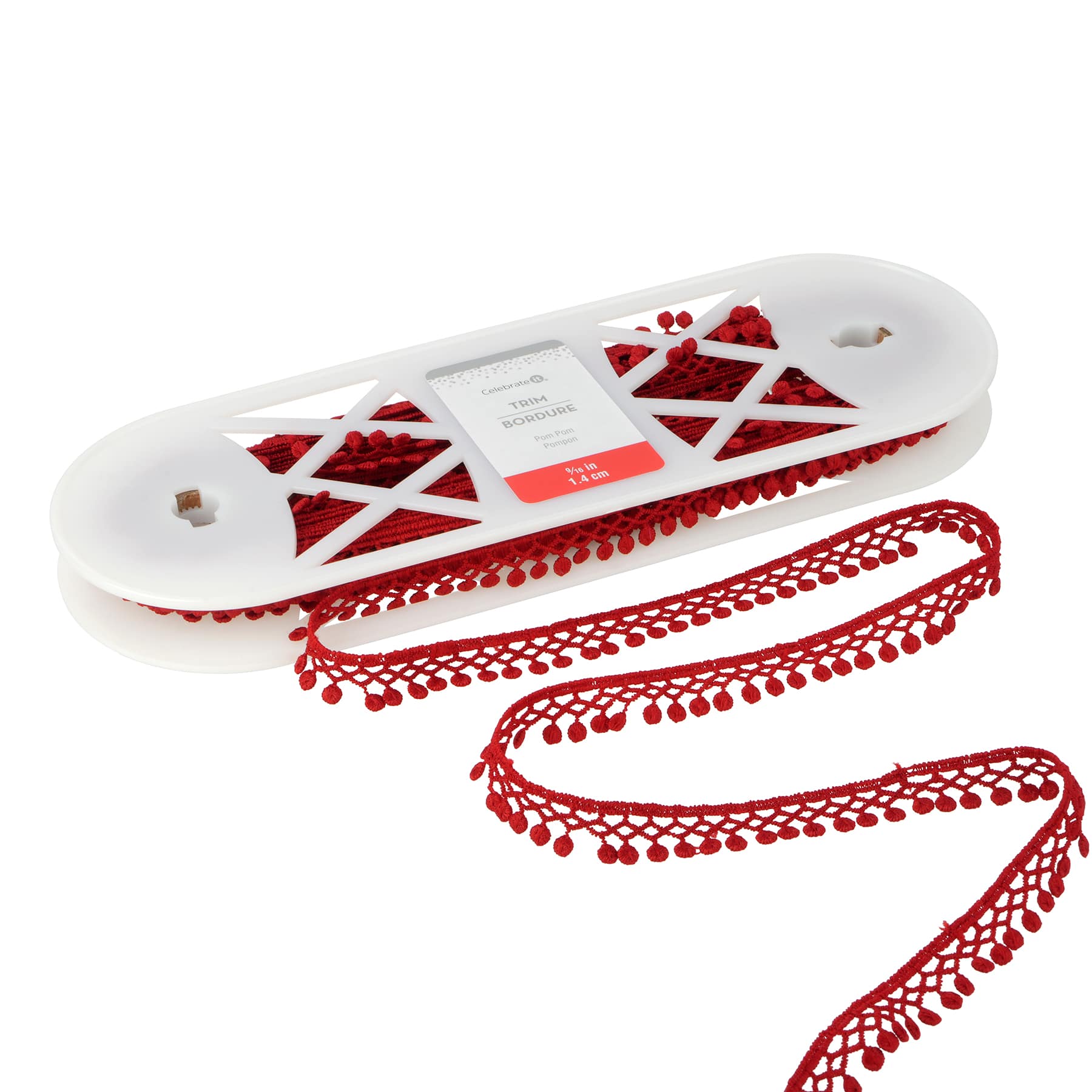 9/16&#x22; Red Pom Pom Trim by Celebrate It&#xAE;
