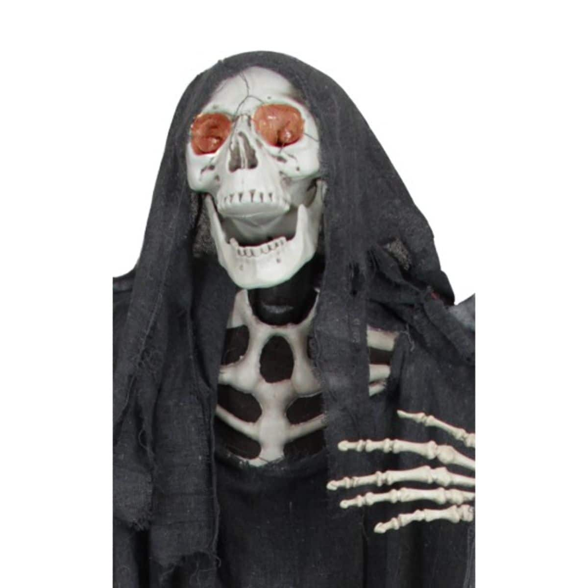 66&#x22; Pre-Lit Black &#x26; Red Sonic Skeletal Reaper with Wings Halloween D&#xE9;cor