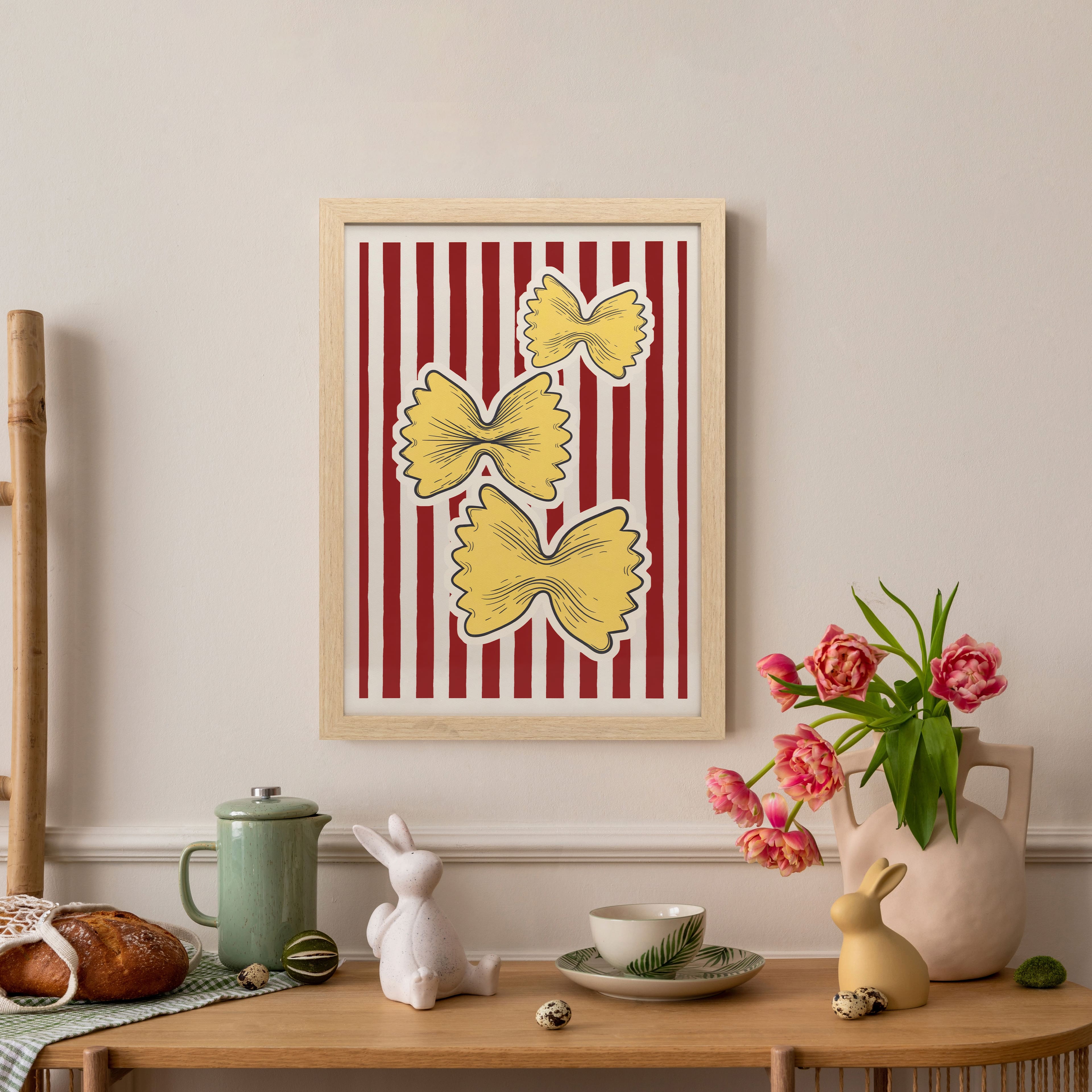 12" x 16" Yellow Farfalle Pasta Framed Wall Décor by Ashland®