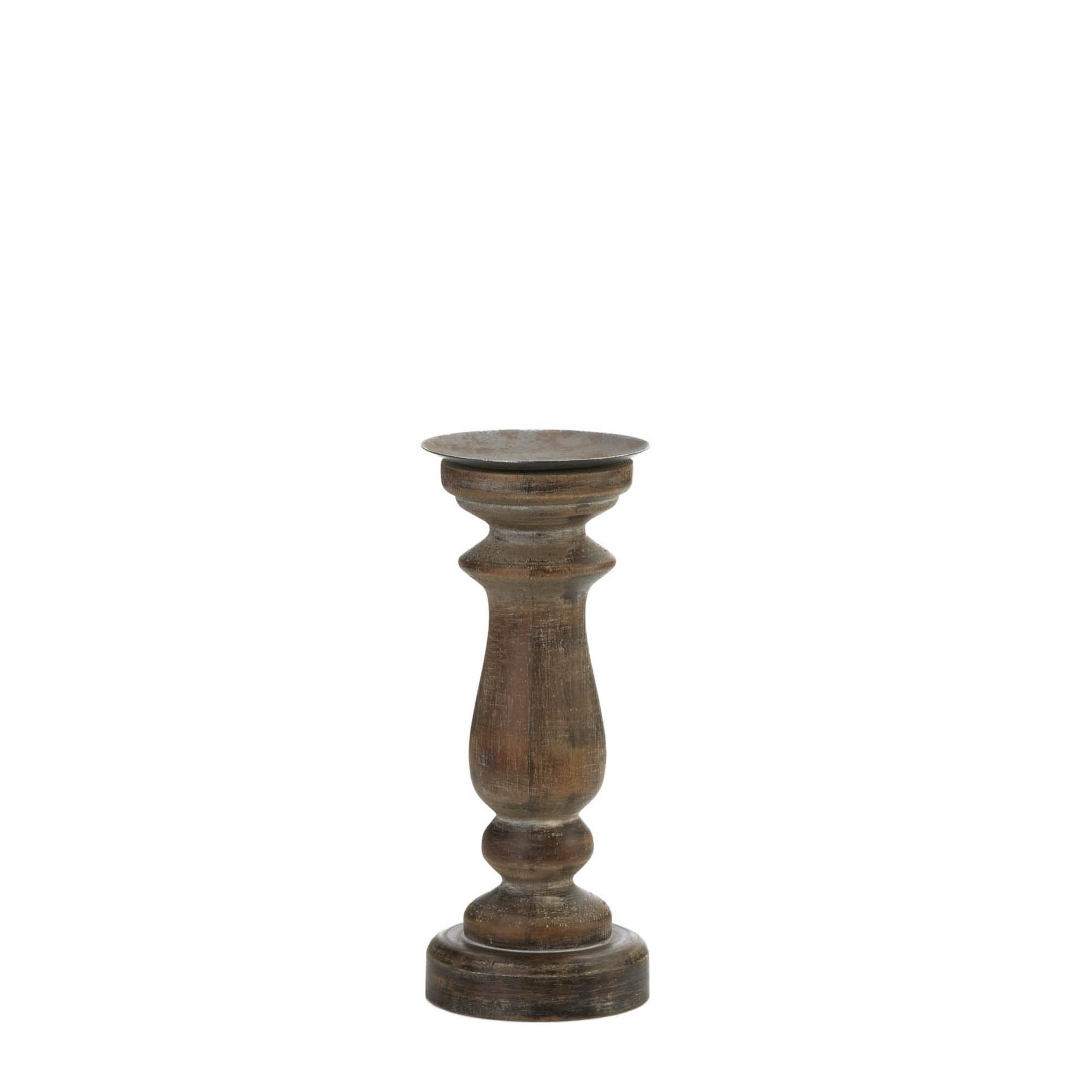 11&#x22; Antique-Style Wooden Candle Holder