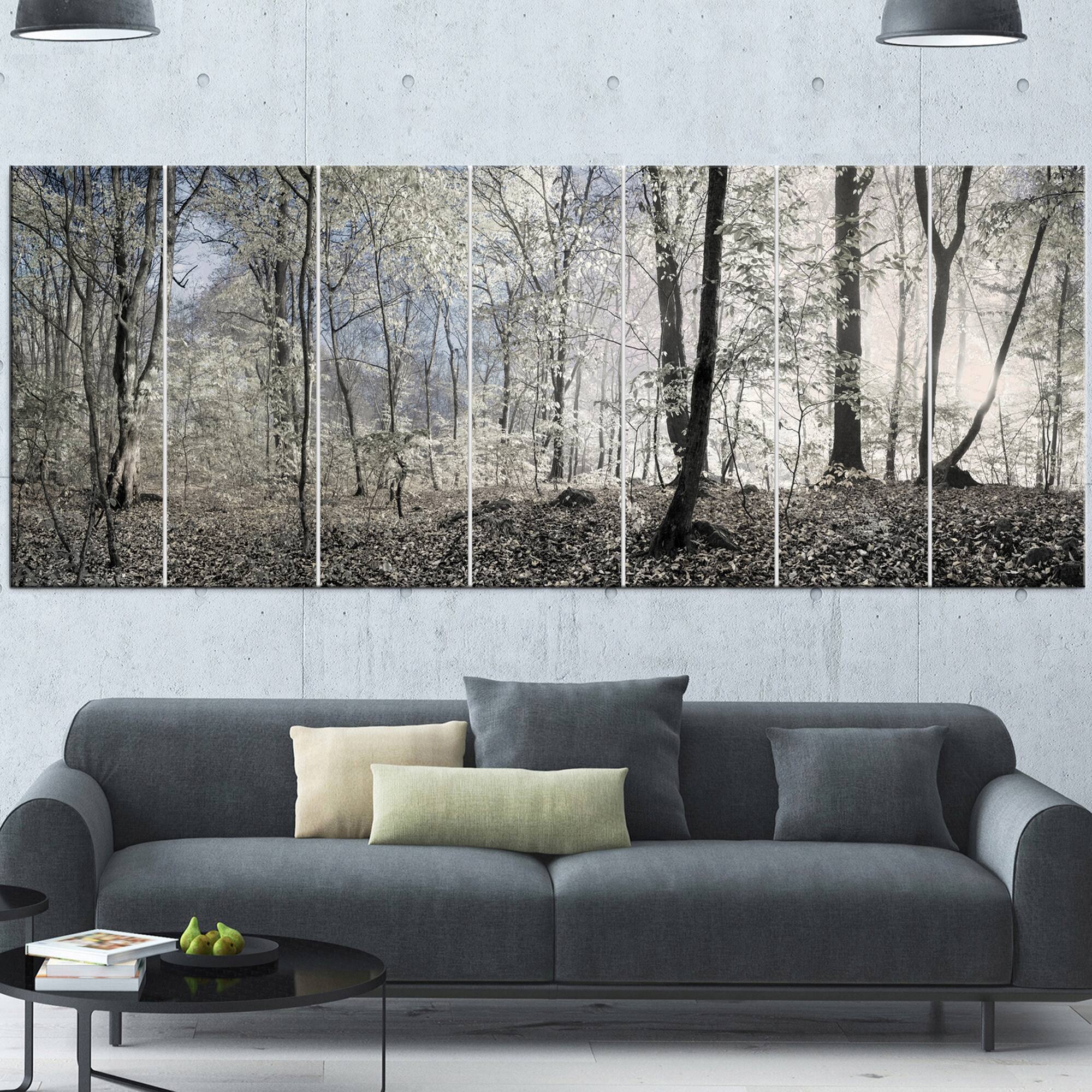 Designart - Dark Morning in Forest Panorama - Landscape Canvas Art Print