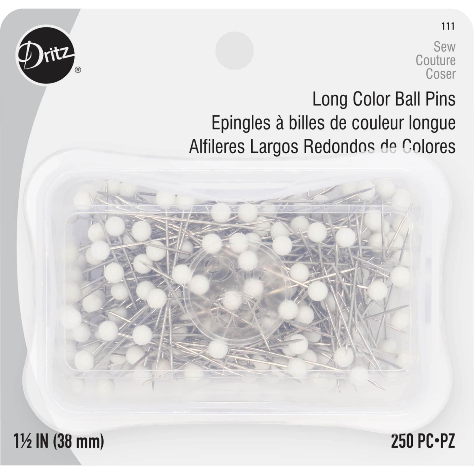 Dritz&#xAE; 1.5&#x22; White Color Ball Pins, 250ct.