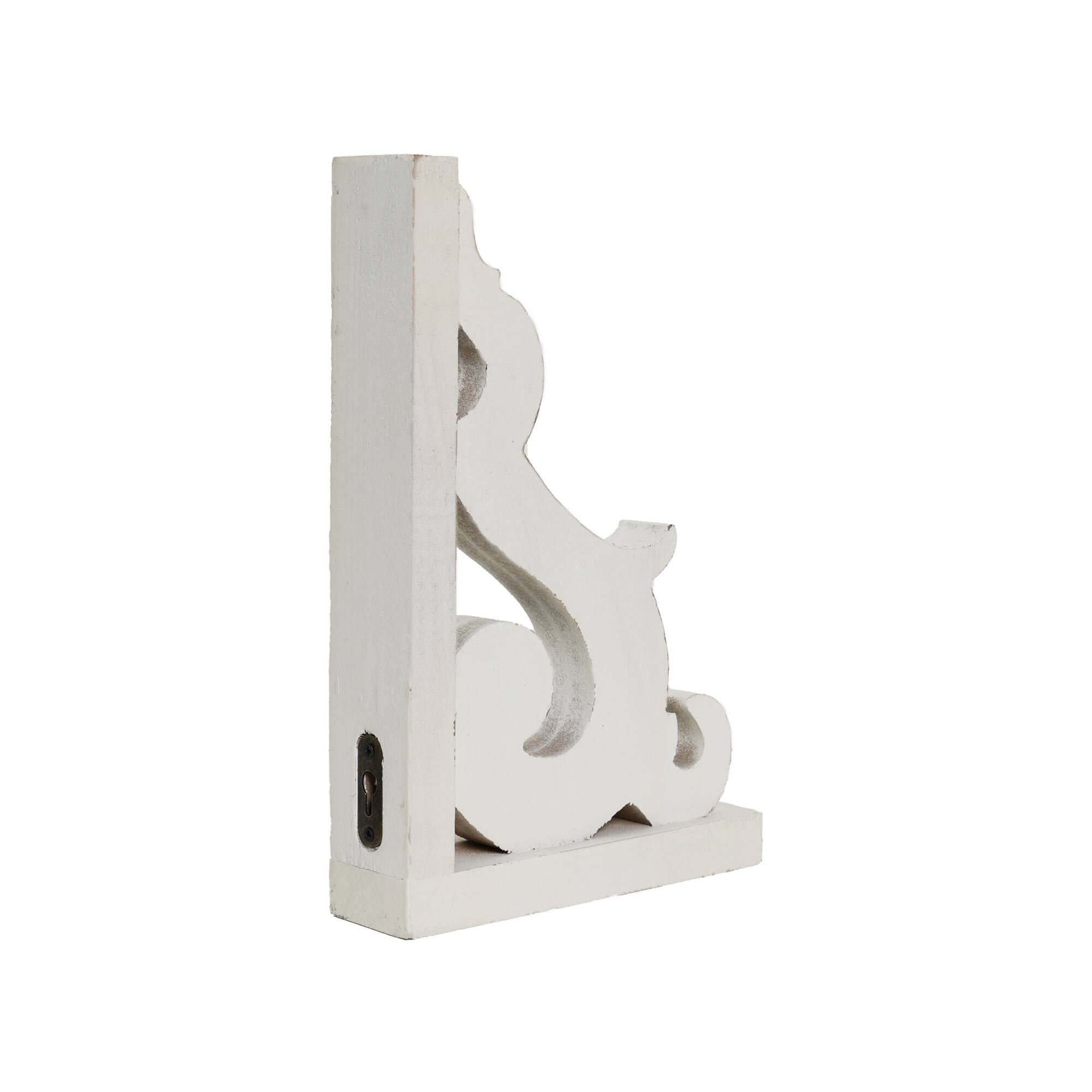 Whitewashed Distressed Antique Wood Corbel Wall Shelf Brackets (Set of 2)