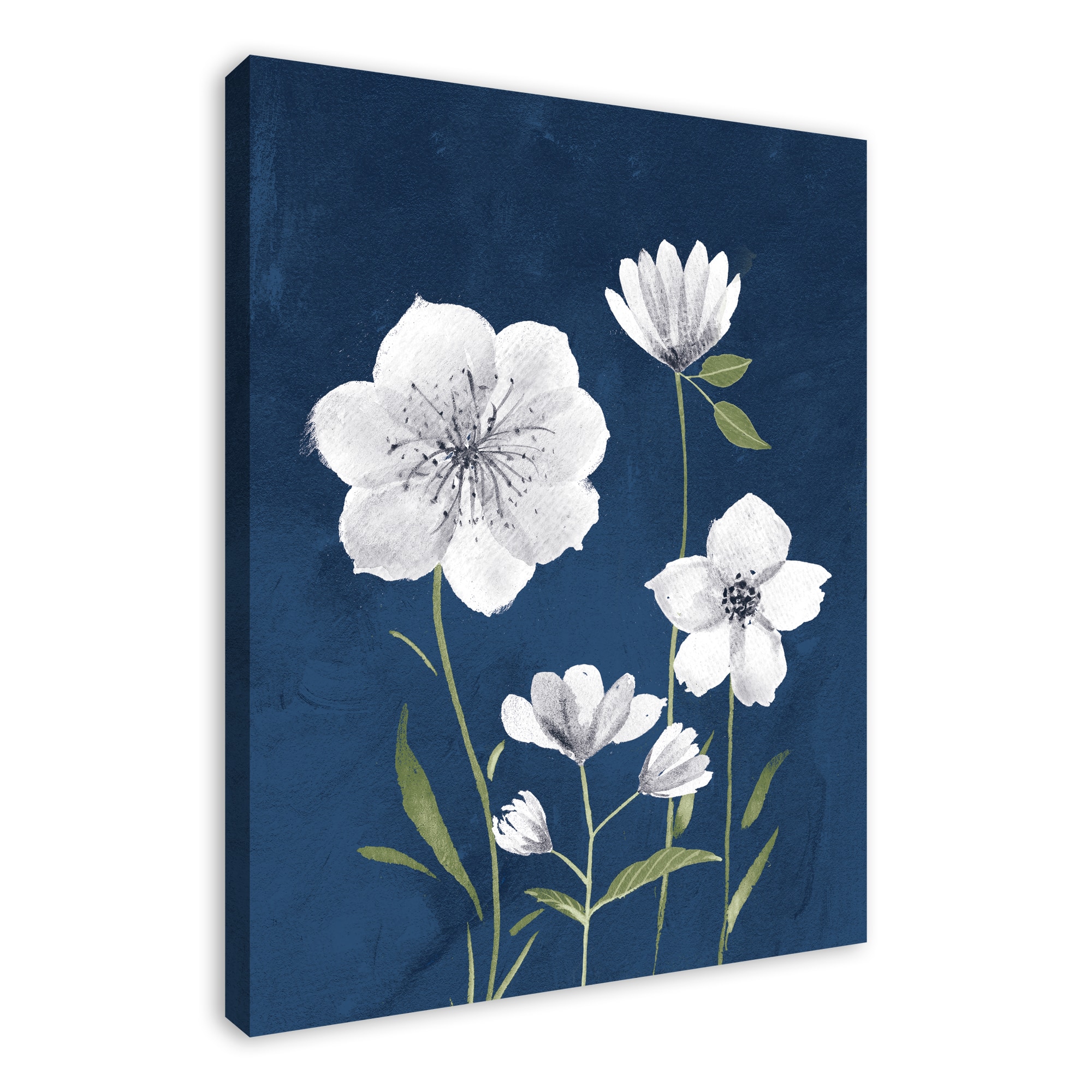 Bright Navy Flowers 30" x 40" Canvas Wall Art