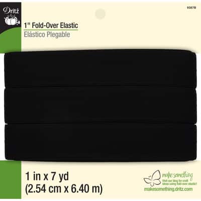 Dritz Fold-Over Elastic, 1-Inch x 7-Yards, Black