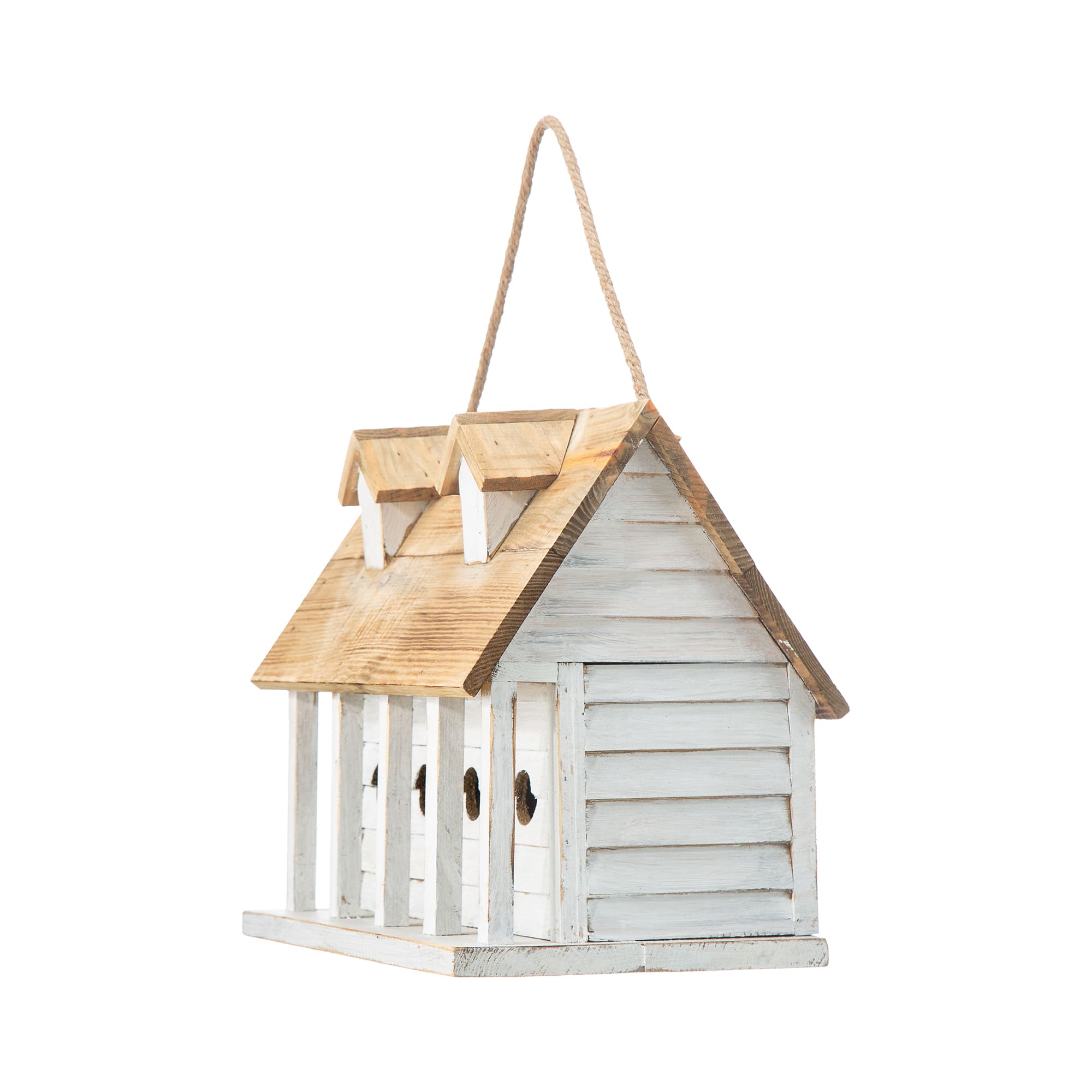 Glitzhome® 14.25" Retro White Distressed Cottage Birdhouse