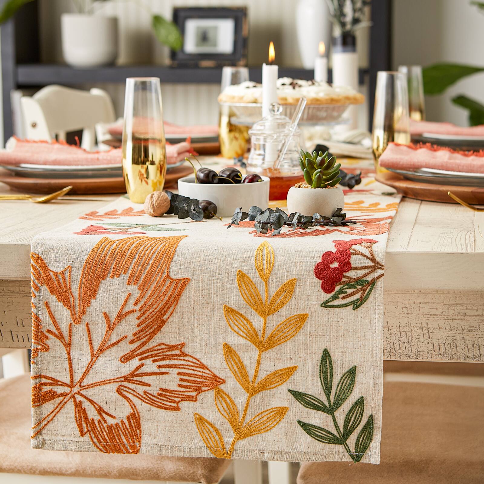 DII® 108" Scattered Leaves Table Runner