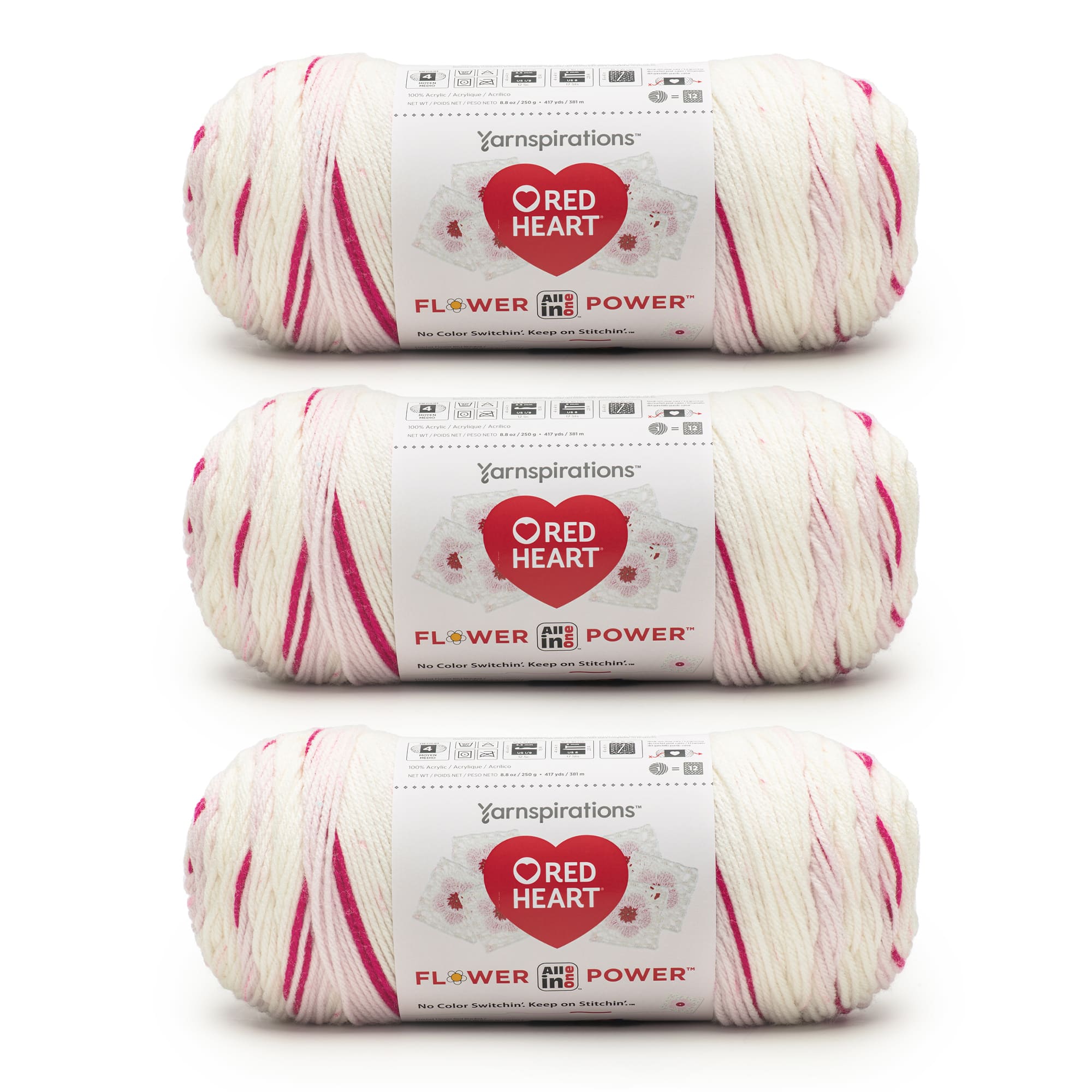 3 Pack Red Heart&#xAE; All In One Flower Power&#x2122; Yarn