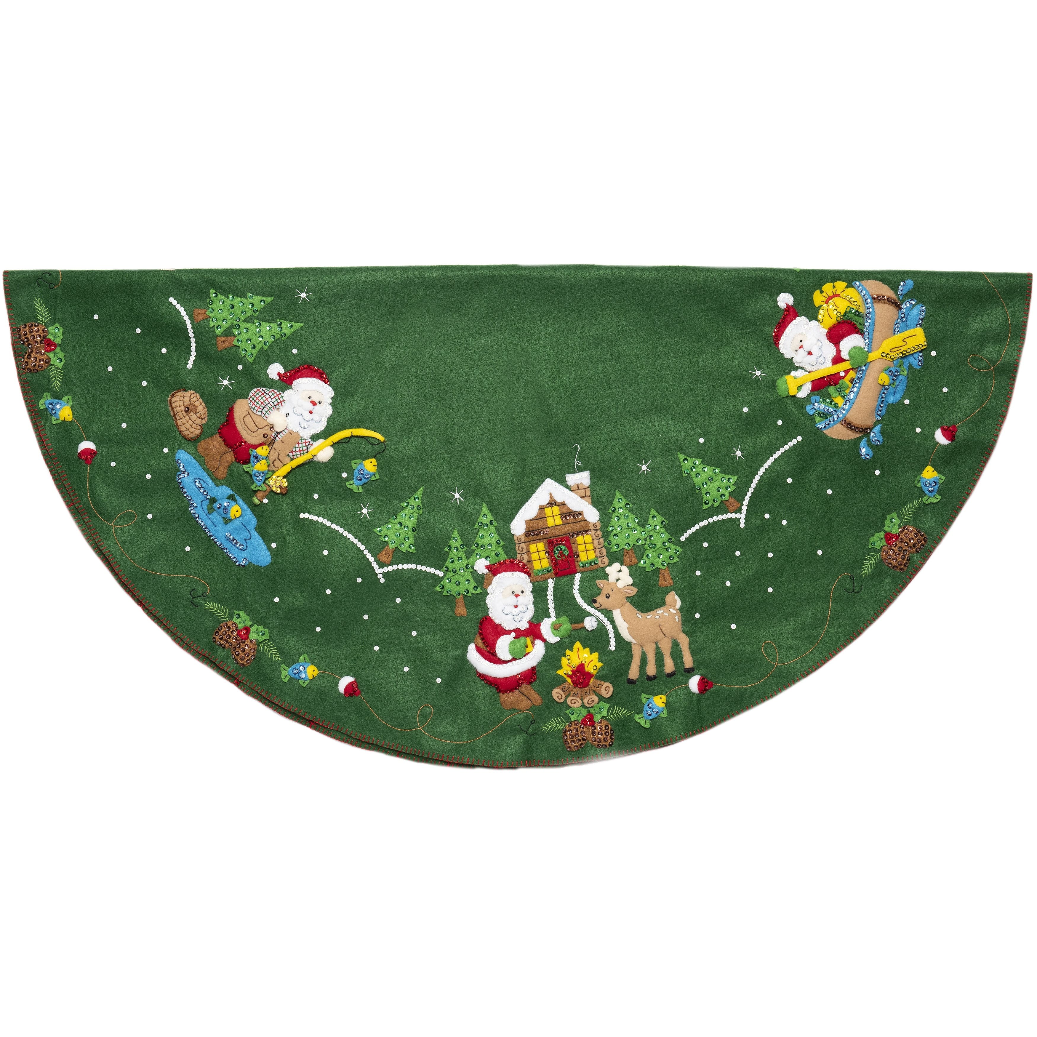 Bucilla Santa's Sweet Shop ~ 43" Felt Christmas Tree Skirt Kit #86188 Table Top 