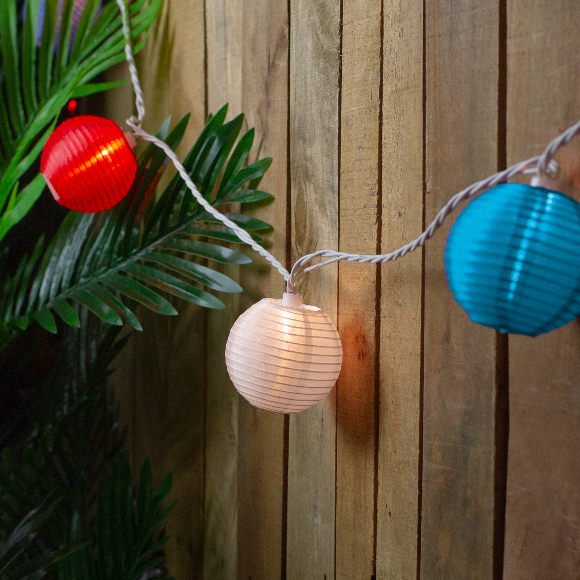 10ct. Red, White &#x26; Blue 4th of July Paper Lantern Lights