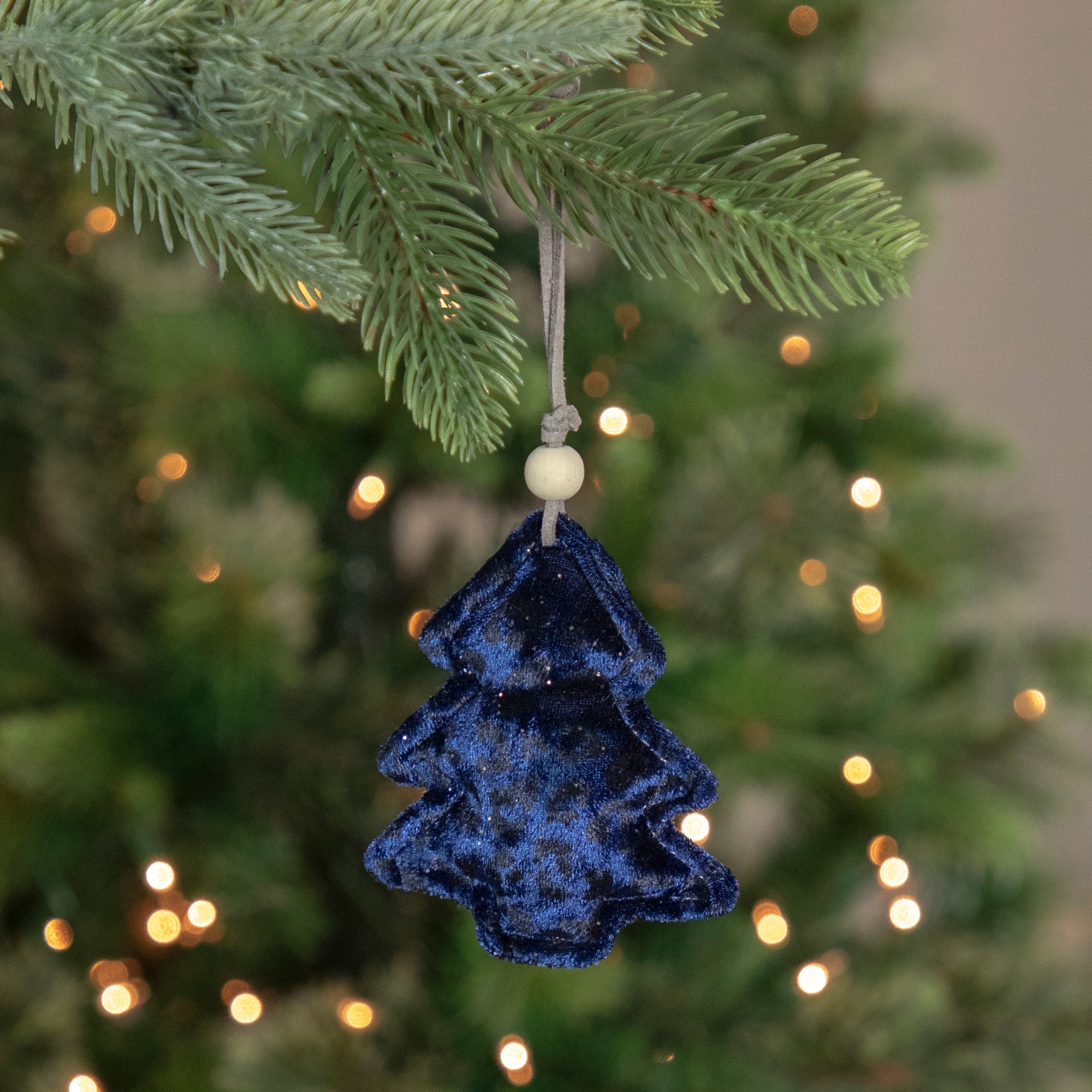 Cheetah Print Velvet Tree Christmas Ornament - 4&#x22; - Blue and Black
