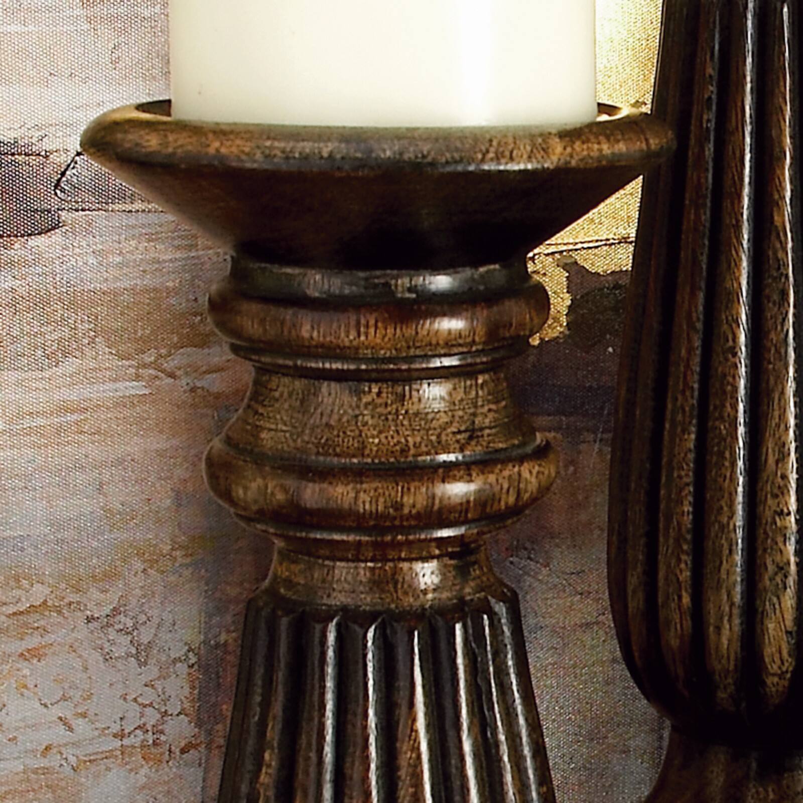 Dark Brown Mango Wood Traditional Candle Holder Set, 3ct.