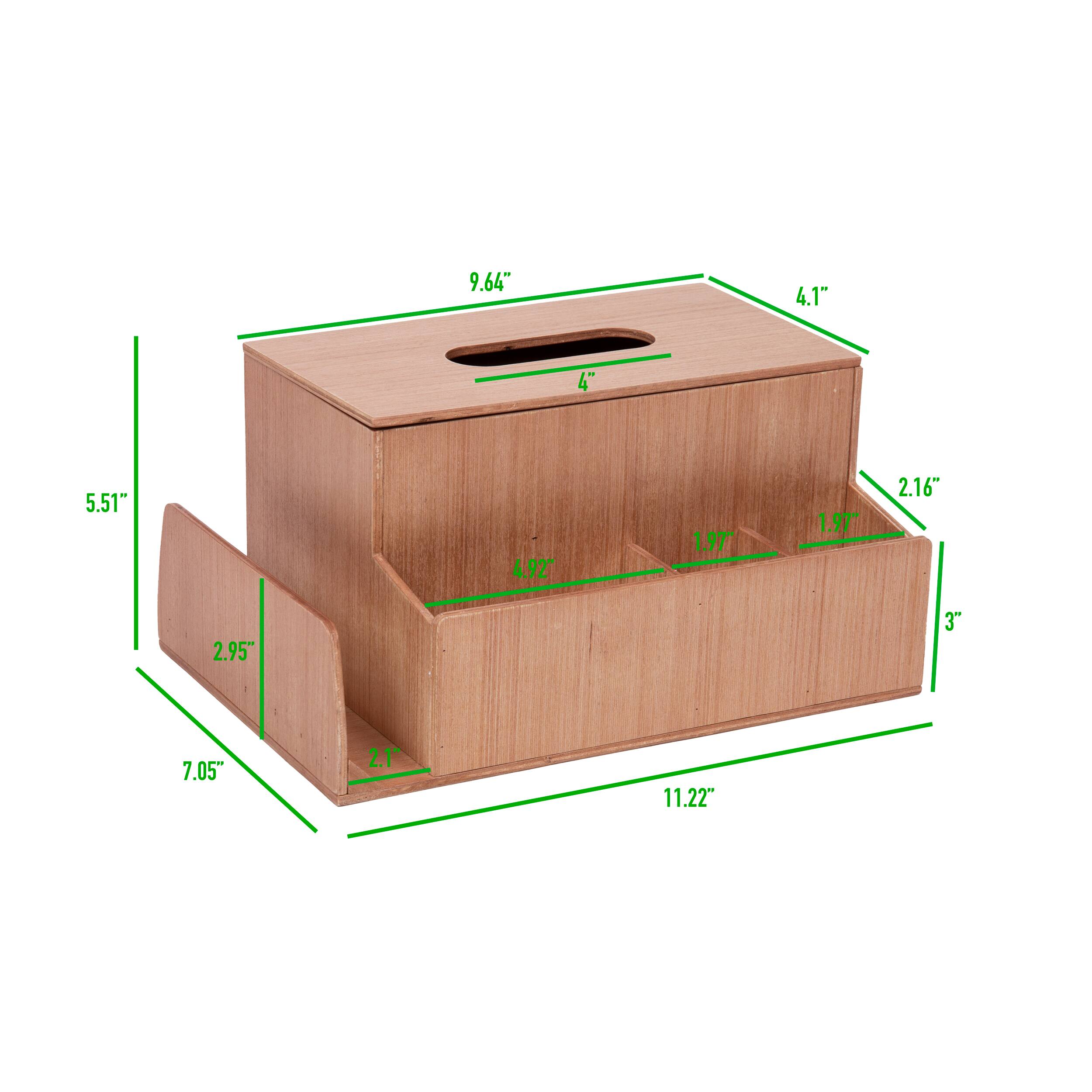 Mind Reader Bali Collection 4-Compartment Tissue Box Holder & Organizer