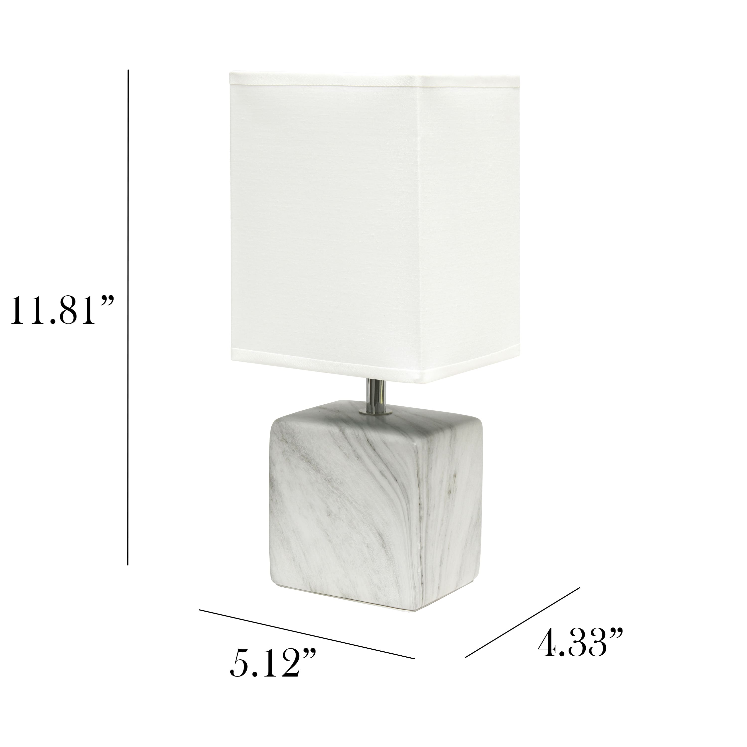 Simple Designs White Marbled Ceramic Table Lamp