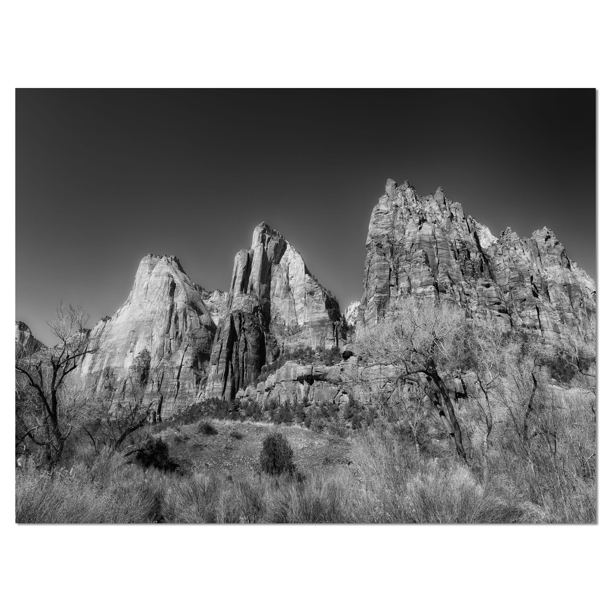 Designart - Rising Red Rocks Black and White - Landscape Canvas Art Print