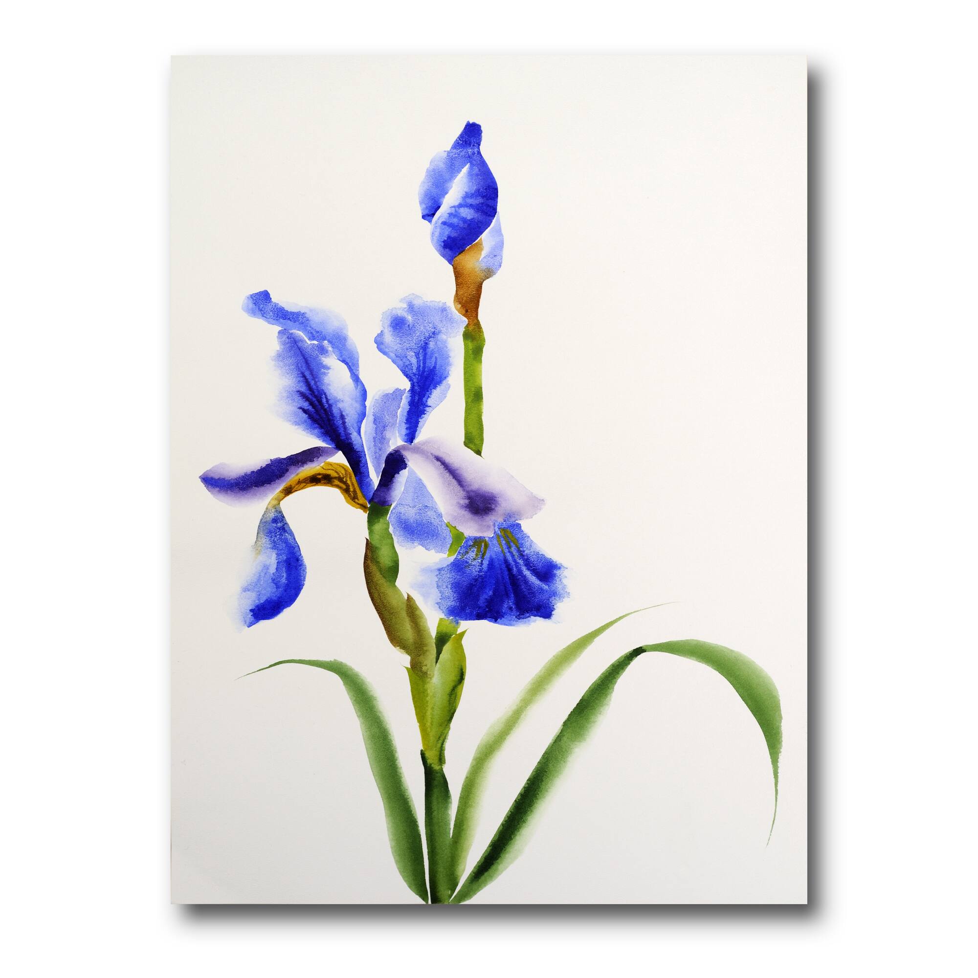 Designart - Retro Blue Iris Flower - Traditional Canvas Wall Art Print