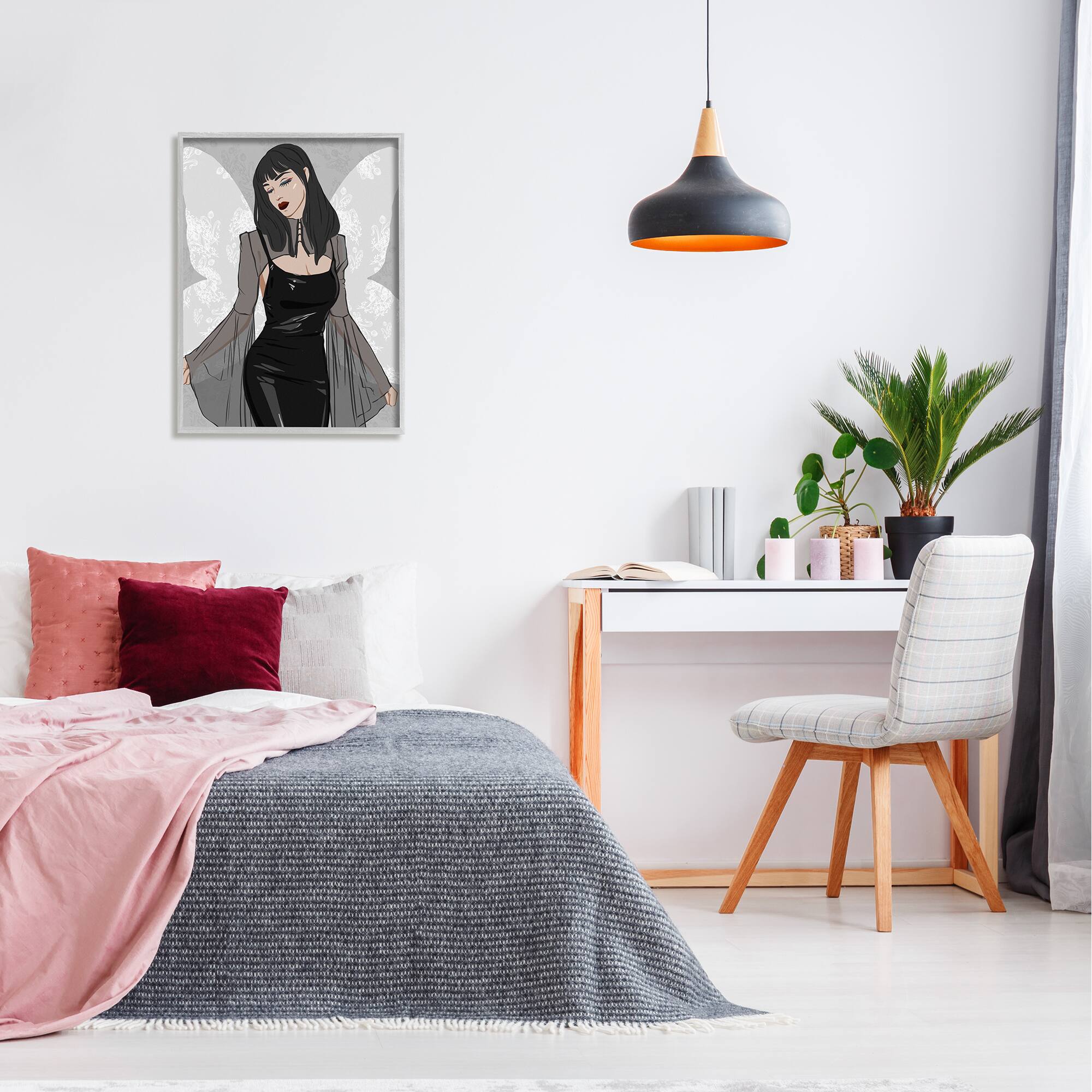 Stupell Industries Gothic Fashion Girl Framed Giclee Art