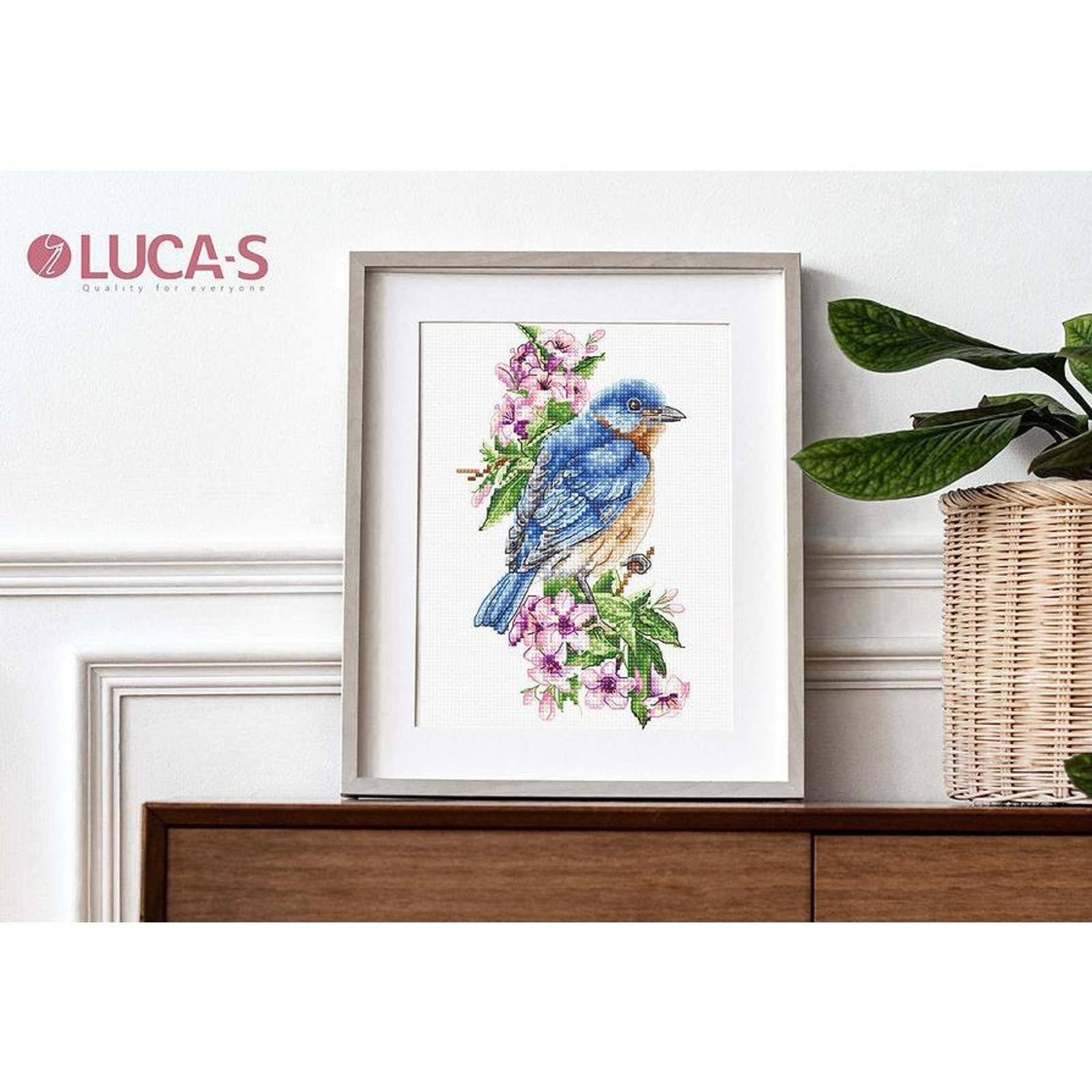 Luca-s Blue Bird On The Branch Counted Cross Stitch Kit