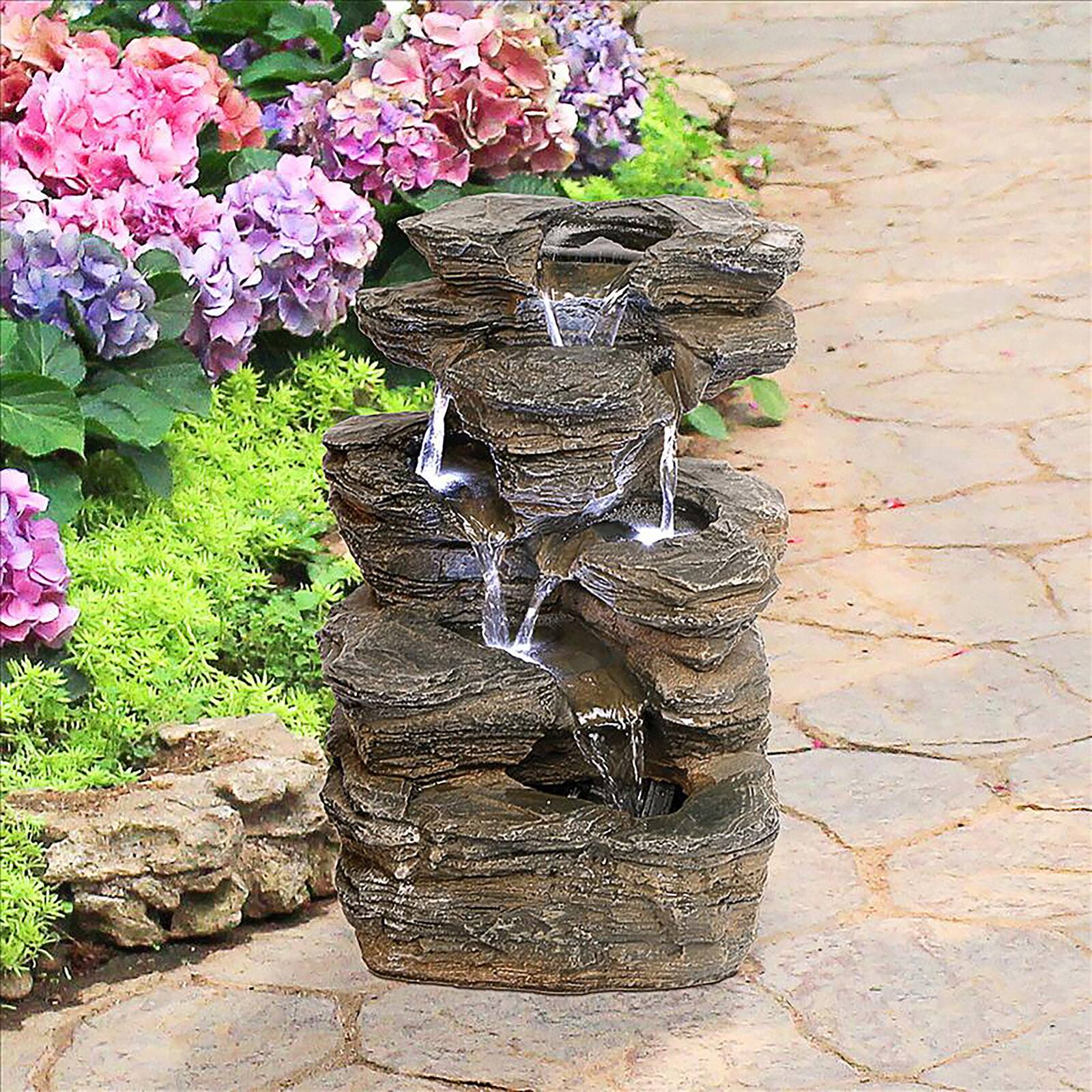 Design Toscano Devil&#x27;s Thumb Falls Illuminated Garden Fountain