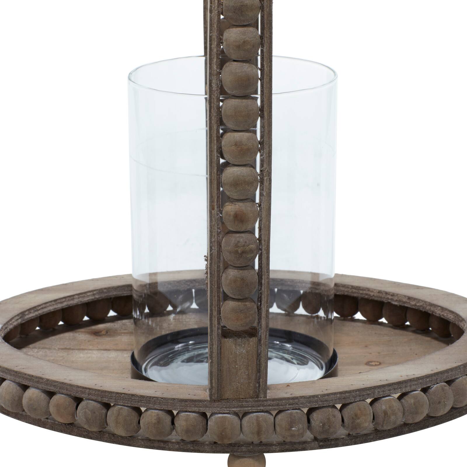 Brown Recycled wood Natural Candle Holder Lantern, 29&#x22; x 13&#x22; x 10&#x22;