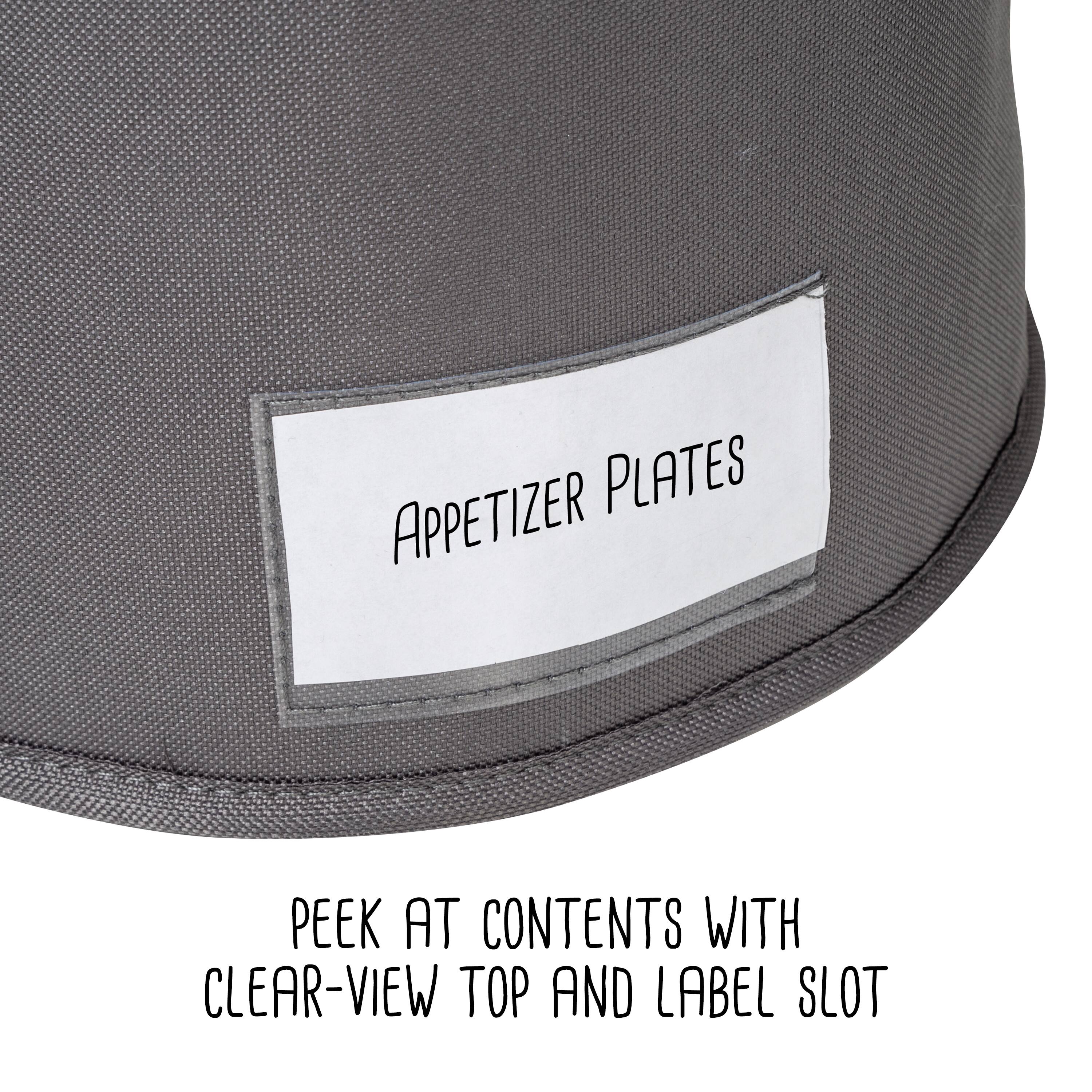 Honey Can Do Gray 8" Round Dinnerware Storage Box