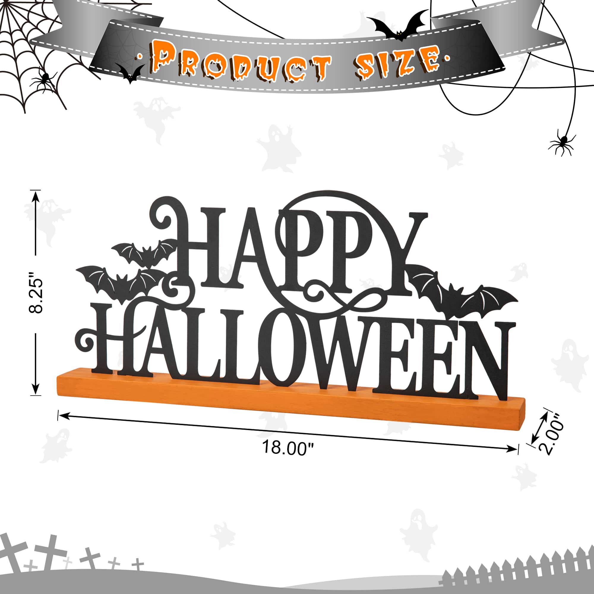 Glitzhome&#xAE; 18&#x22; Happy Halloween Wood and Metal Table D&#xE9;cor