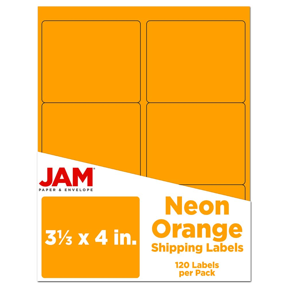 JAM Paper Adhesive Shipping Labels, 3.33&#x22; x 4&#x22;