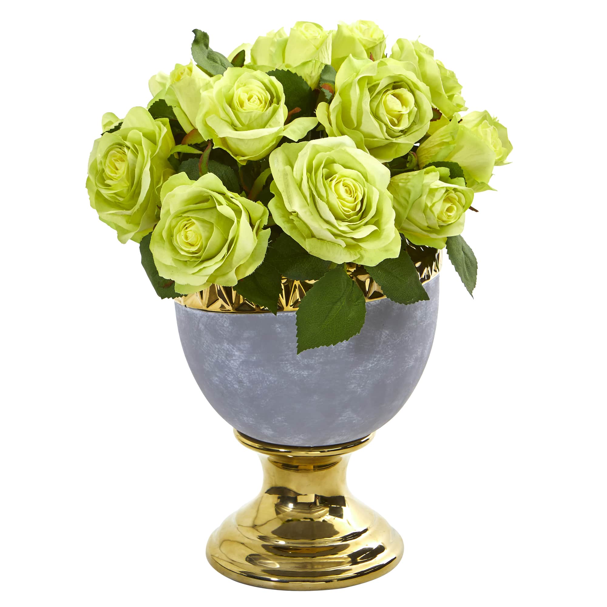14" Rose Arrangement in Urn with Gold Trimming