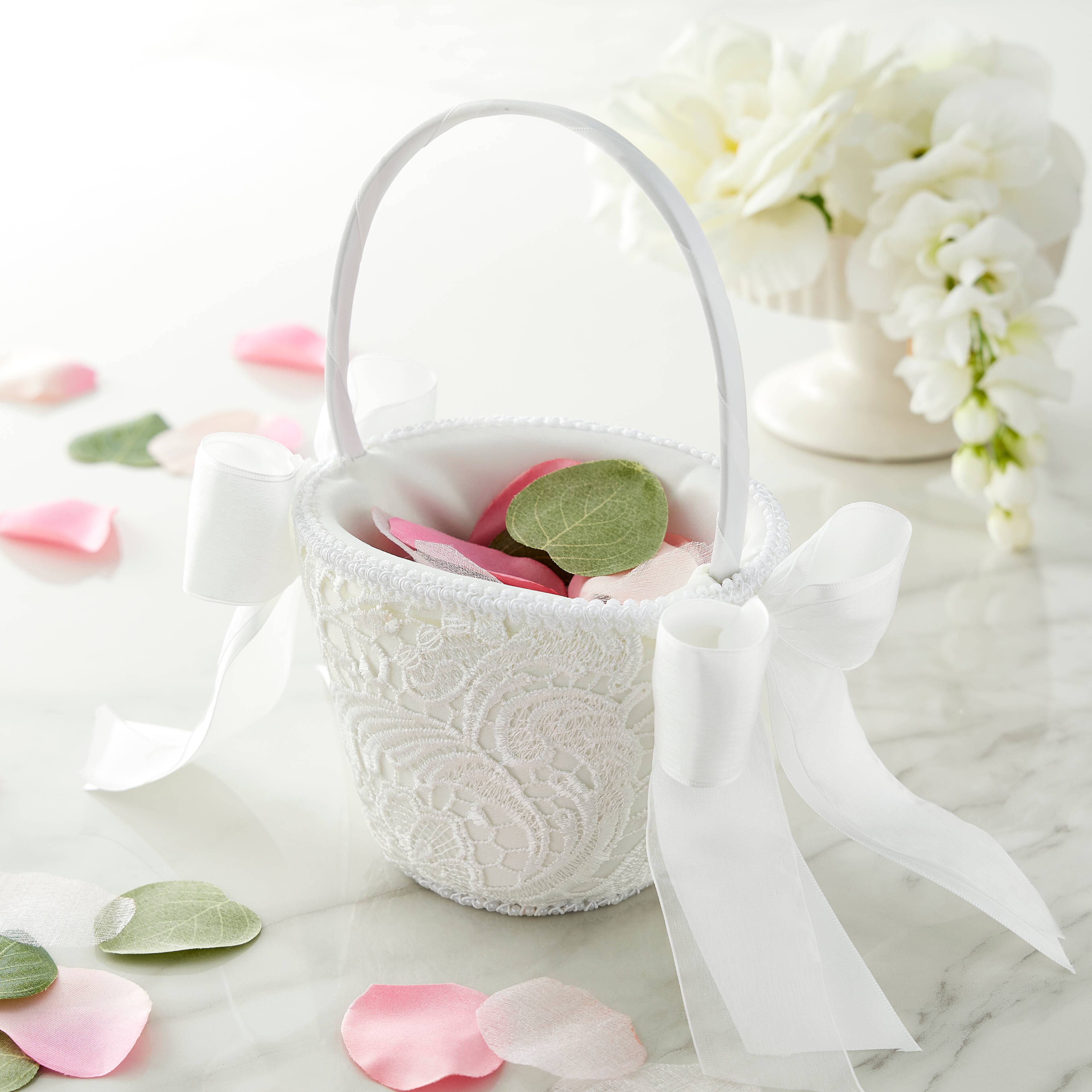 6 Pack: White Vintage Lace Flower Basket by Celebrate It™