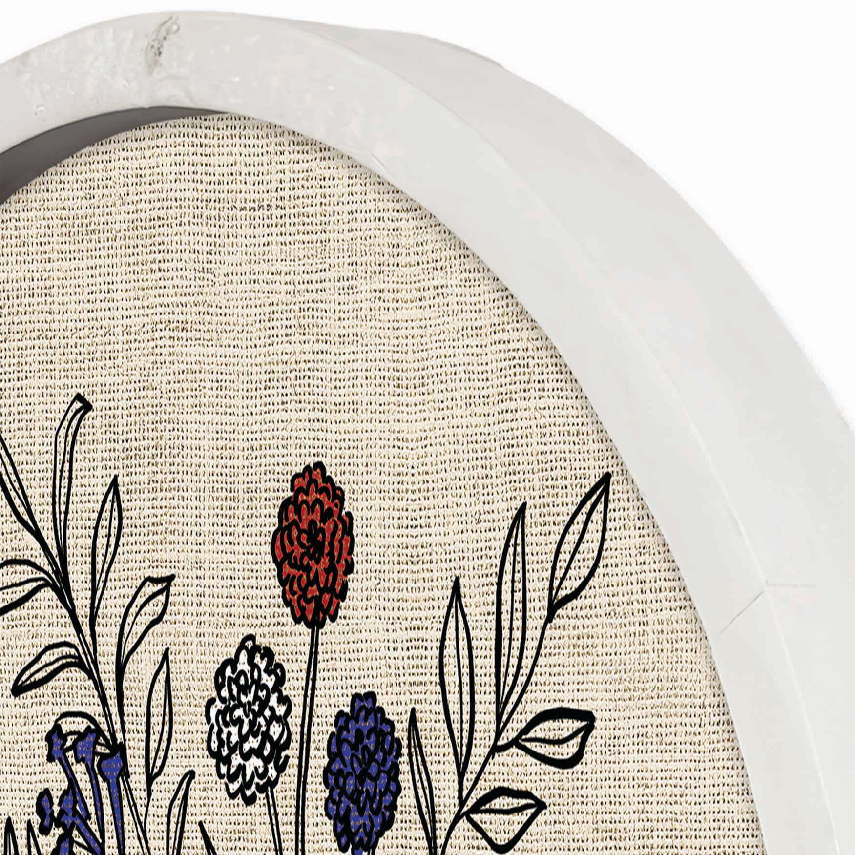 20&#x22; x 20&#x22; Red, White &#x26; Blue Florals Round Framed Print