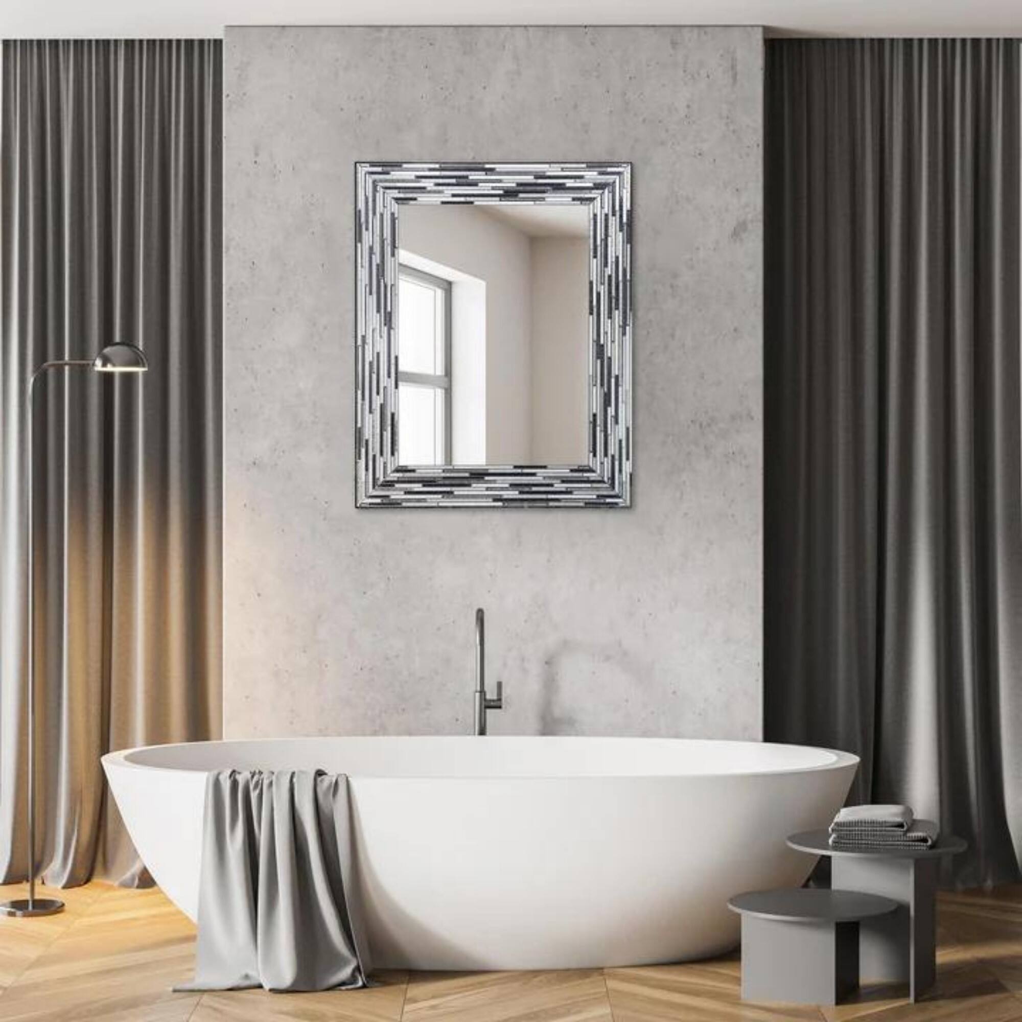 Head West Frameless Reeded Mosaic Printed Wall Décor Mirror