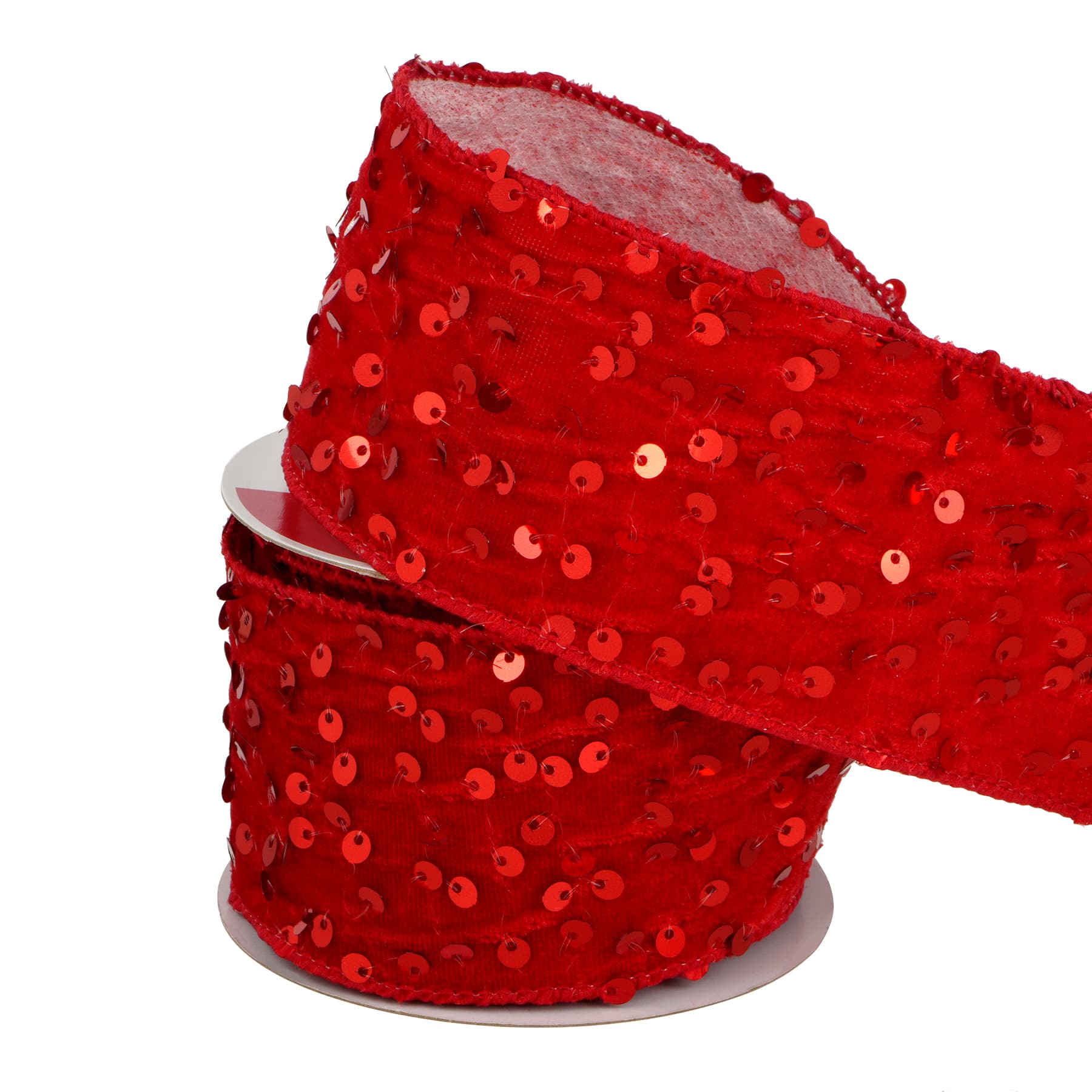 2.5&#x22; x 15ft. Red Sequins Embroidered Wired Ribbon by Celebrate It&#xAE;