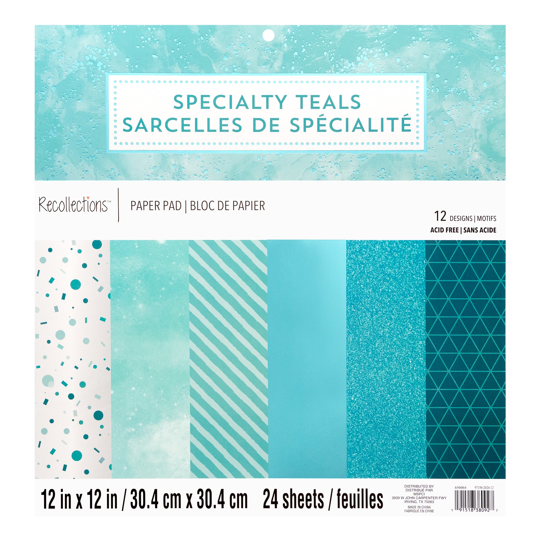 6 Pack: Specialty Teals Paper Pad by Recollections™, 12" x 12"