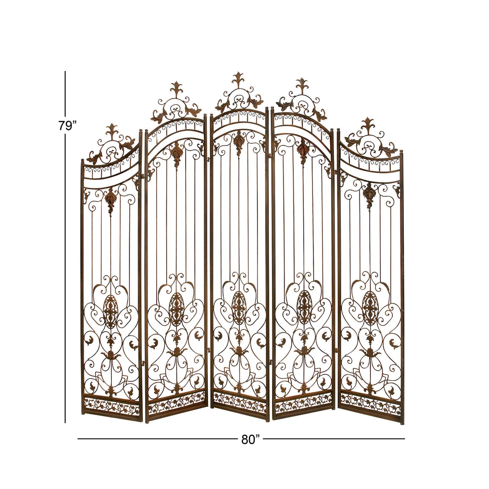 Brown Metal Eclectic Room Divider Screen, 80 &#x22; x 80 &#x22; x 1 &#x22;